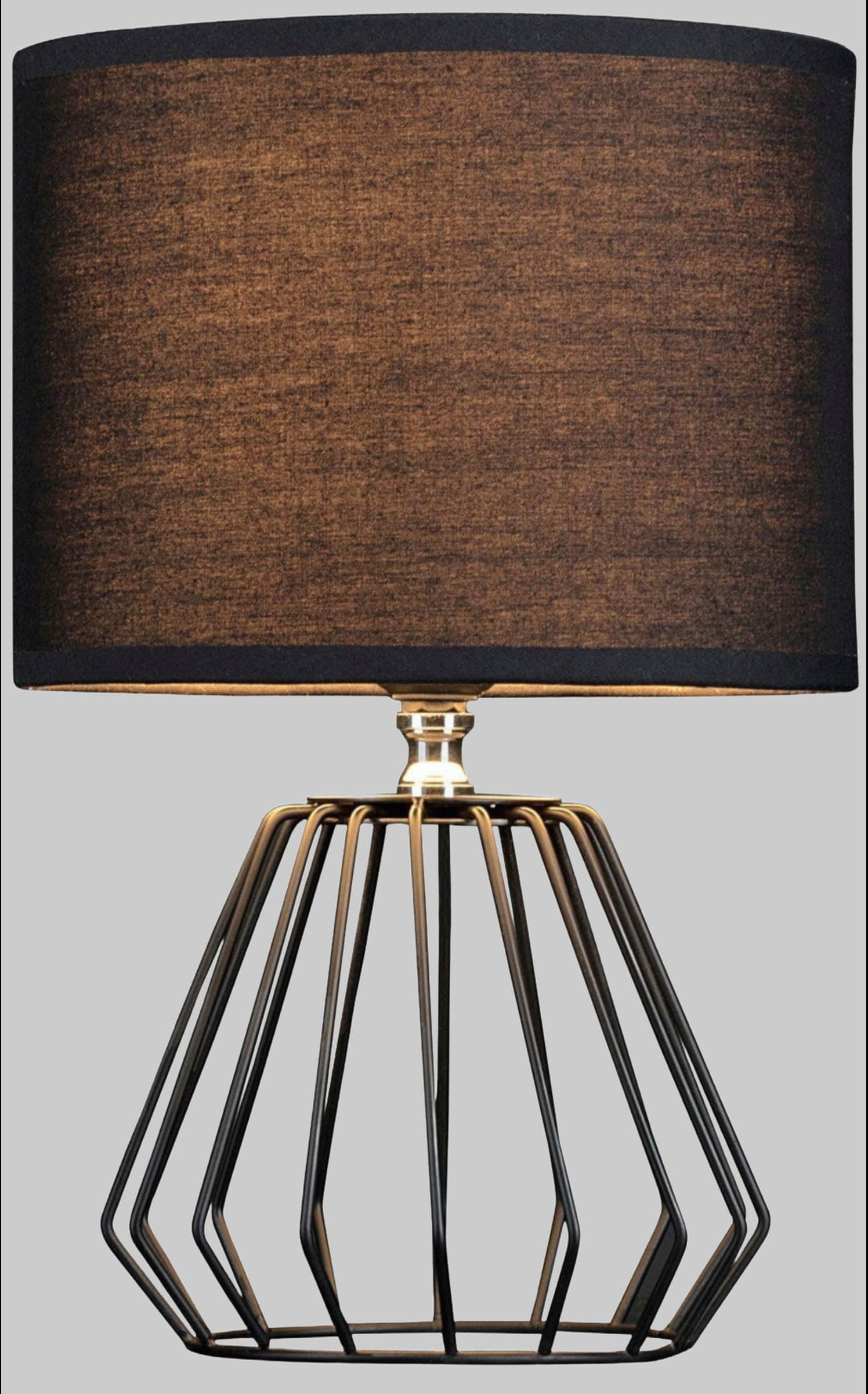 Lampen Pauleen Pauleen Shiny Diamond Table Lamp - 20W Max, E27 Socket, Black Metal Base & Fabric Shade, 32cm Height - Bulb Not Included