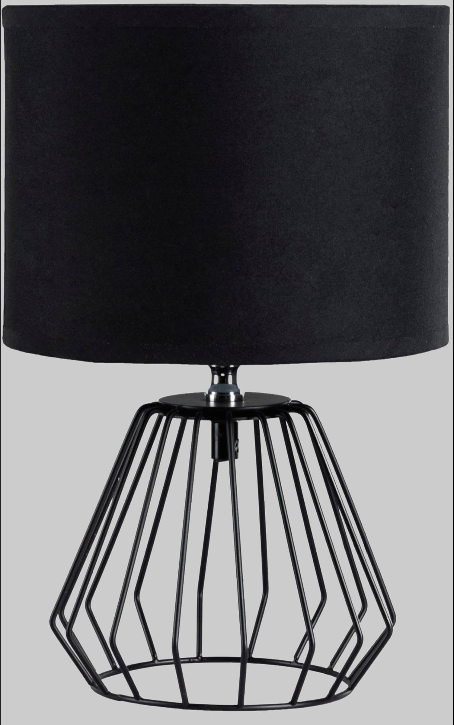 Lampen Pauleen Pauleen Shiny Diamond Table Lamp - 20W Max, E27 Socket, Black Metal Base & Fabric Shade, 32cm Height - Bulb Not Included