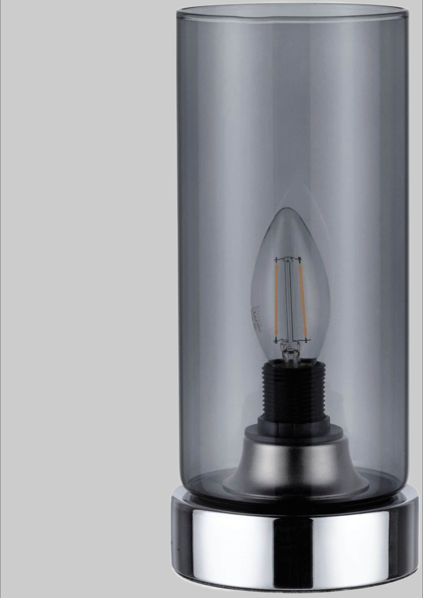 Paulmann Pinja Touch Bedside Lamp - Brushed Metal Base & Opal Glass Shade - E14 Socket (Max 20W) - Modern Nightstand Lighting chromfarbe Lampen Paulmann