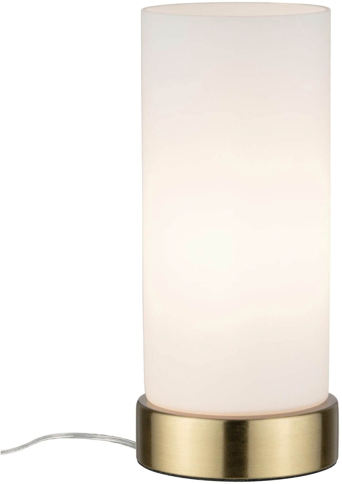 Paulmann Pinja Touch Bedside Lamp - Brushed Metal Base & Opal Glass Shade - E14 Socket (Max 20W) - Modern Nightstand Lighting weiß/messi Paulmann Lampen
