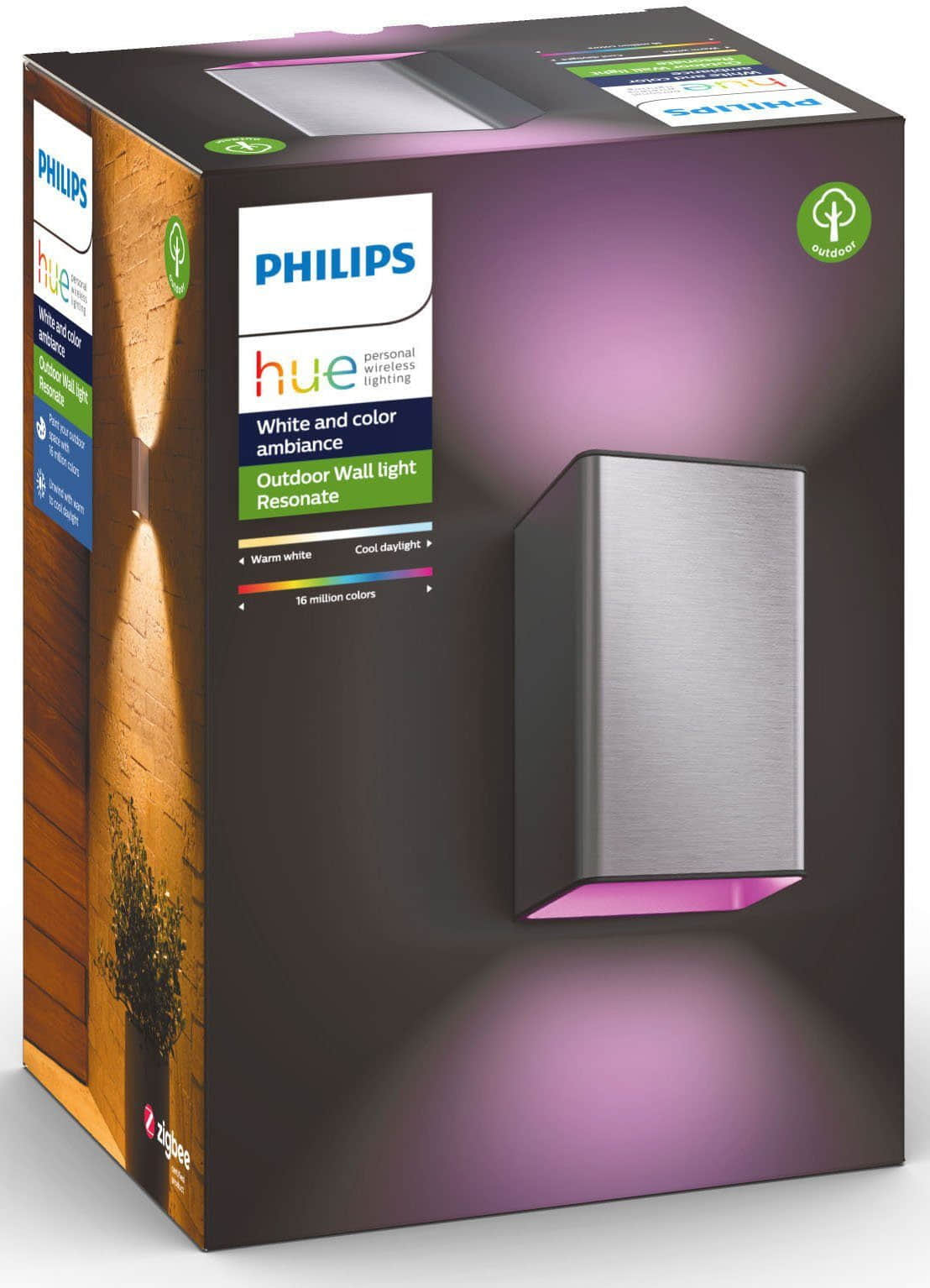 Philips Hue Lampen Philips Hue Resonate Smart Outdoor Wall Light – 16M Colors, Weatherproof IP44, Works with Alexa/Google Home – Requires Hue Bridge aluminiumf
