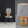 Reality Leuchten Billy LED Table Lamp - Dimmable Black Matte & Gold Night Light with Velvet Shade (26cm) - Warm White Lighting Grau-Gold Lampen Reality Leuchten