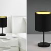 Reality Leuchten Lampen Reality Leuchten LED Nachttischlampe dimmbar - Designklassiker mit Stoffschirm, wechselbarer LED (Warmweiß), perfekt für Schlafzimmer & Wohnbereich Schwarz Gold
