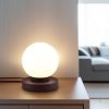 Reality Leuchten LED Nachttischlampe dimmbar - Elegante Bauhaus-Tischleuchte mit Touch-Funktion & weißer Glas-Kugel (Ø12cm), silberner Sockel, warmweißes Licht Rost Weiß Reality Leuchten Lampen