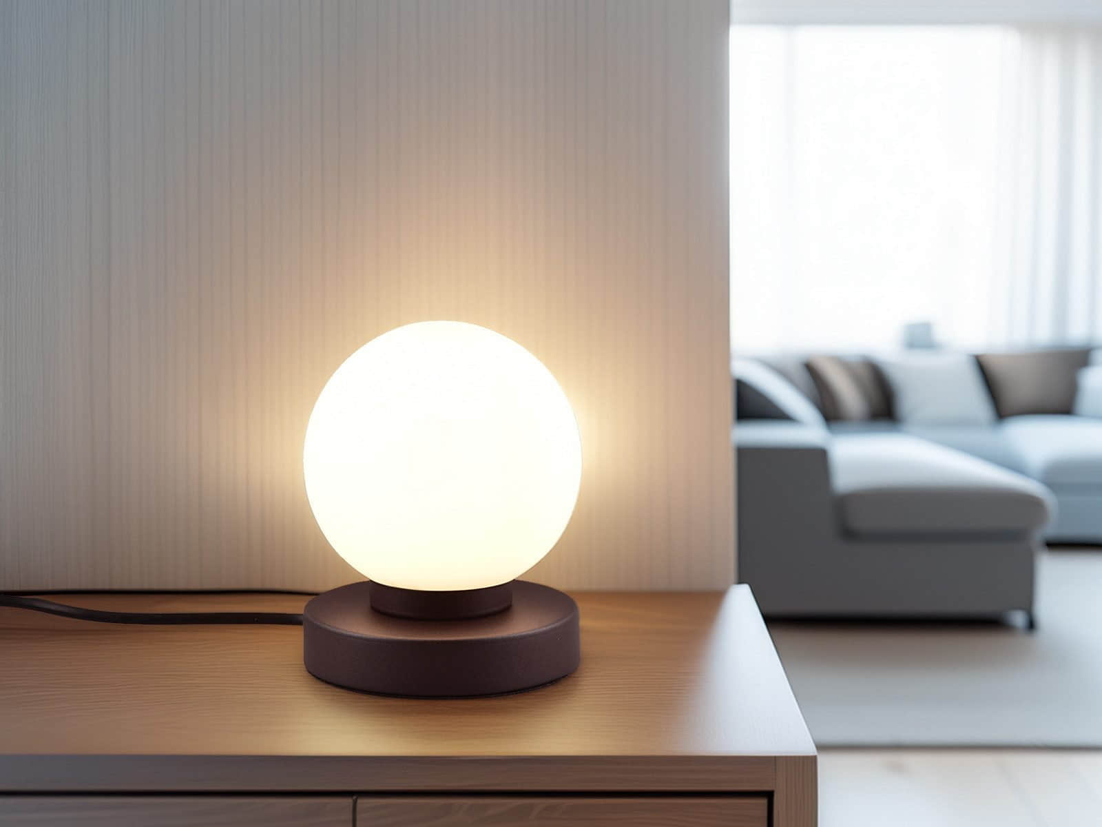 Reality Leuchten LED Nachttischlampe dimmbar - Elegante Bauhaus-Tischleuchte mit Touch-Funktion & weißer Glas-Kugel (Ø12cm), silberner Sockel, warmweißes Licht Rost Weiß Reality Leuchten Lampen
