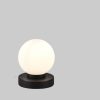 Reality Leuchten LED Nachttischlampe dimmbar - Elegante Bauhaus-Tischleuchte mit Touch-Funktion & weißer Glas-Kugel (Ø12cm), silberner Sockel, warmweißes Licht Schwarz We Lampen Reality Leuchten