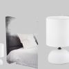 Lampen Reality Leuchten Reality Leuchten R 5400-24 LED Nachttischlampe dimmbar - Landhausstil Tischleuchte mit Touch-Dimmer, Warmweiß (2700K), 23cm Höhe, beiger Stoffschirm Weiß