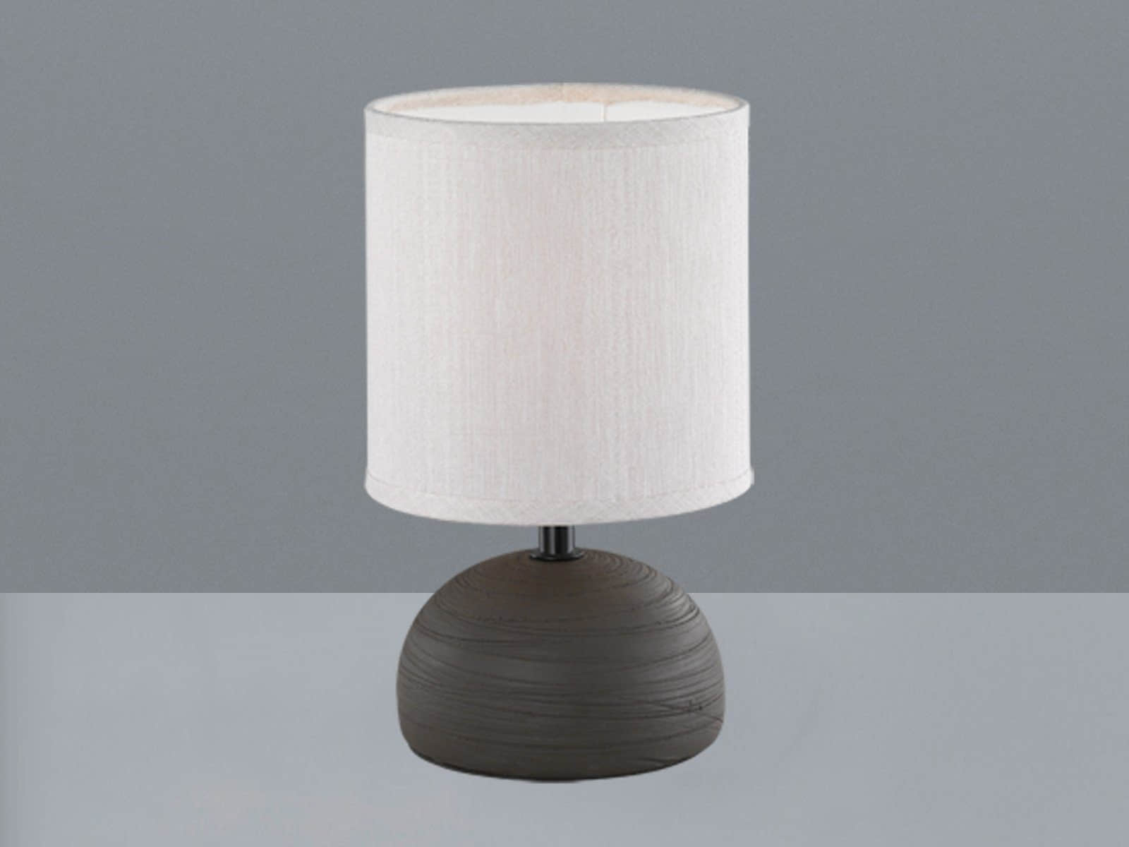 Lampen Reality Leuchten Reality Leuchten R 5400-24 LED Nachttischlampe dimmbar - Landhausstil Tischleuchte mit Touch-Dimmer, Warmweiß (2700K), 23cm Höhe, beiger Stoffschirm Braun-Weiß