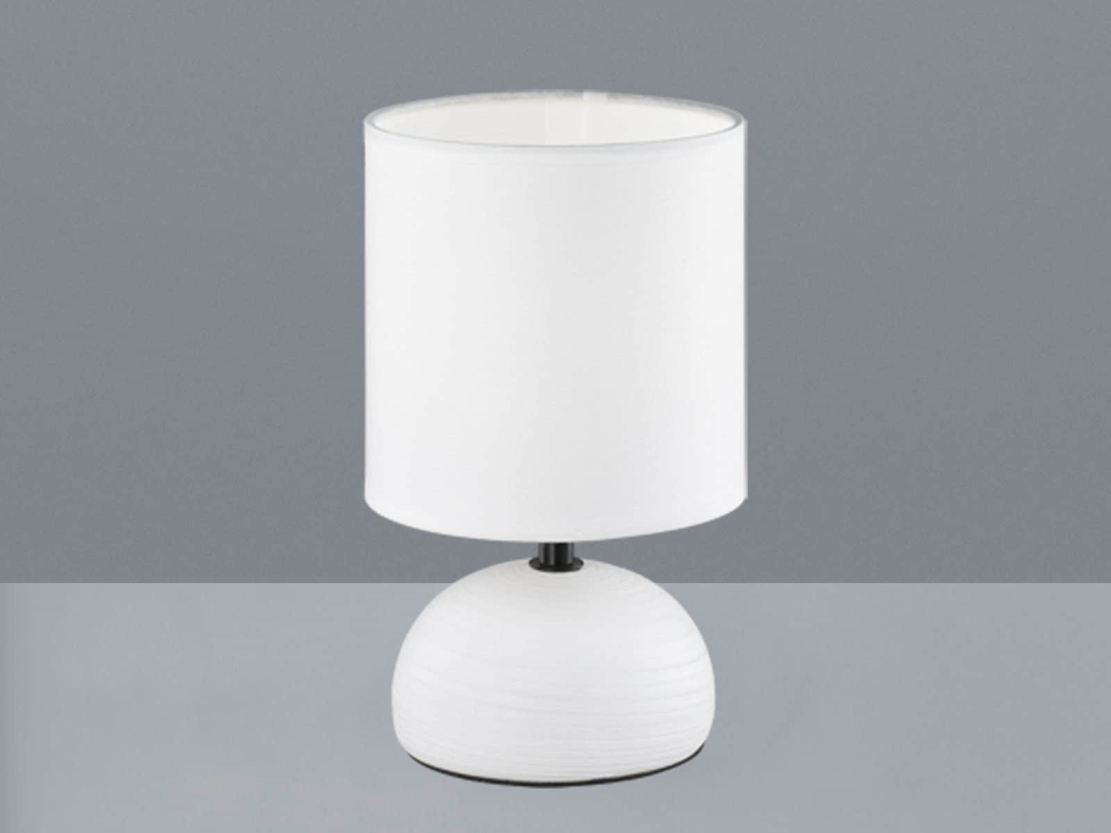 Lampen Reality Leuchten Reality Leuchten R 5400-24 LED Nachttischlampe dimmbar - Landhausstil Tischleuchte mit Touch-Dimmer, Warmweiß (2700K), 23cm Höhe, beiger Stoffschirm Weiß