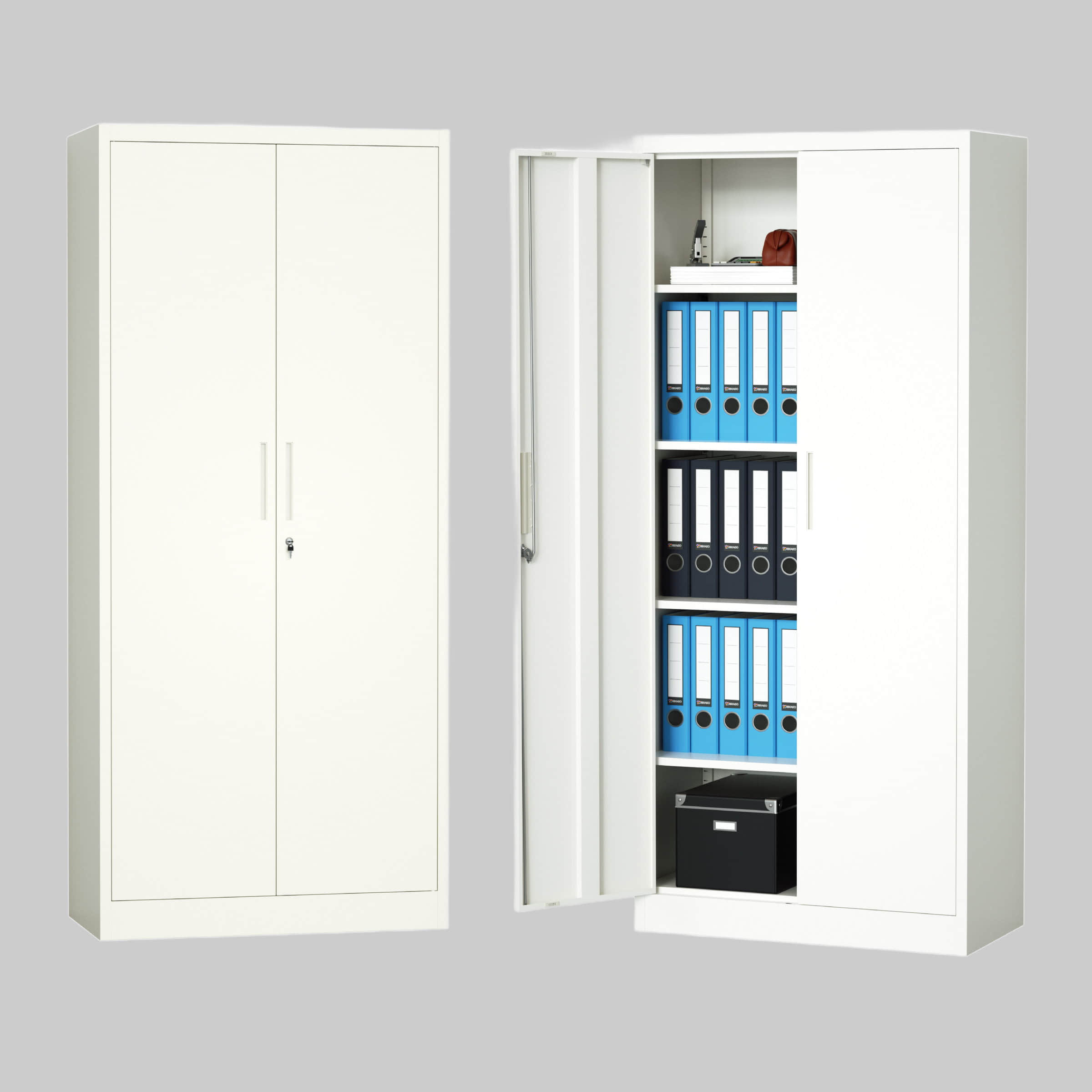 Schränke STEELSu00D8N STEELSØN Aktenschrank Regulus Grau | Höhenverstellbare Stahlschrank (168x80x40cm) mit Sicherheitsschloss - Ideal für Büro & Homeoffice Weiß