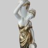 Dekoration Schatzkiste1 Schatzkiste1 Griechische Antik-Stehlampe | 170 cm Handbemalte Frauenfigur Barockstil | Kunstharz-Dekofigur mit E27-Fassung Weiß-Gold