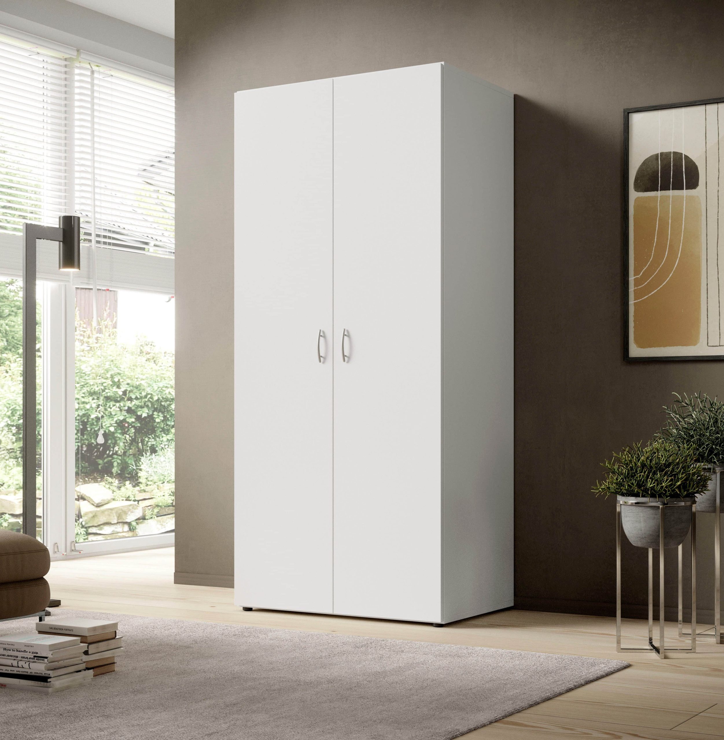 Schlafkontor Base Drehtürenschrank | Bestseller Kleiderschrank in 3 Größen & 2 Farben | Garderobe & Wäscheschrank Kombi | Hochwertiger Schlafzimmerschrank weiß Schränke Schlafkontor