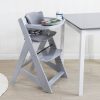 TIGGO TIGGO Treppenhochstuhl: Mitwachsender Baby- & Kinderhochstuhl aus Massivholz mit XL-Essplatte, Sicherheitsgurt & verstellbarer Höhe (Grau) - Ideal 6 Monate bis 10 Jahre Grau Kinderzimmer