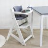 TIGGO Treppenhochstuhl: Mitwachsender Baby- & Kinderhochstuhl aus Massivholz mit XL-Essplatte, Sicherheitsgurt & verstellbarer Höhe (Grau) - Ideal 6 Monate bis 10 Jahre Weiß Kinderzimmer TIGGO