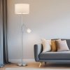Lampen TRIO Leuchten TRIO Leuchten LED Stehlampe dimmbar 170cm - Skandinavisches Design mit Holzfuß & Stoffschirm, Warmweiß 2700K-3000K, Leselicht-Funktion, 15W LED (100W Equivalent) Silber Weiß