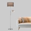 TRIO Leuchten TRIO Leuchten LED Stehlampe dimmbar 170cm - Skandinavisches Design mit Holzfuß & Stoffschirm, Warmweiß 2700K-3000K, Leselicht-Funktion, 15W LED (100W Equivalent) Silber Grau Lampen