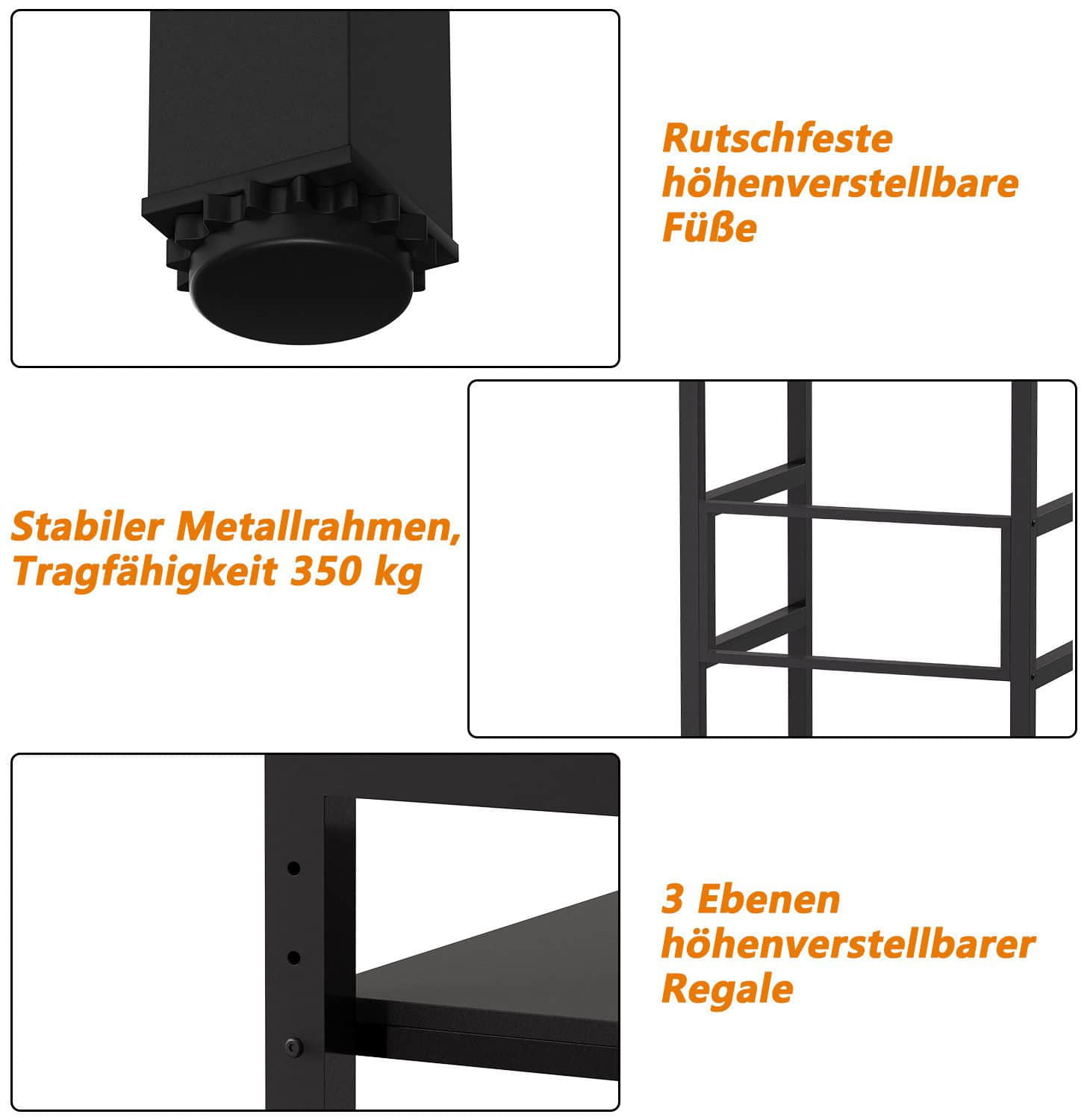 Kinderzimmer TWSOUL TWSOUL Waschmaschinenumbauschrank aus Metall | Doppelschicht-Design | 350kg Tragkraft | Höhenverstellbar (73x64x110cm) | Weiß schwarz