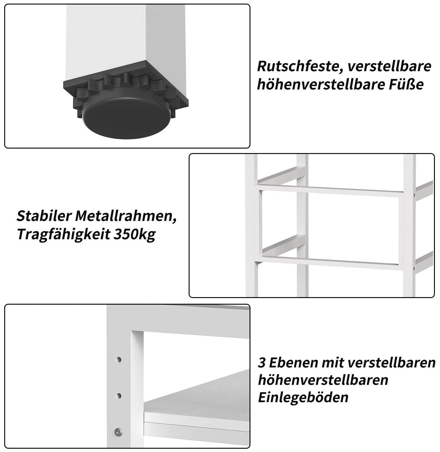 Kinderzimmer TWSOUL TWSOUL Waschmaschinenumbauschrank aus Metall | Doppelschicht-Design | 350kg Tragkraft | Höhenverstellbar (73x64x110cm) | Weiß weiss
