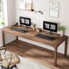 Tribesigns Computertisch 200x70x75cm – Doppelter PC-Bürotisch in Braun/Weiß mit E1-Partikelholz & verstärkter Metallkonstruktion Reines Braun Tische Tribesigns