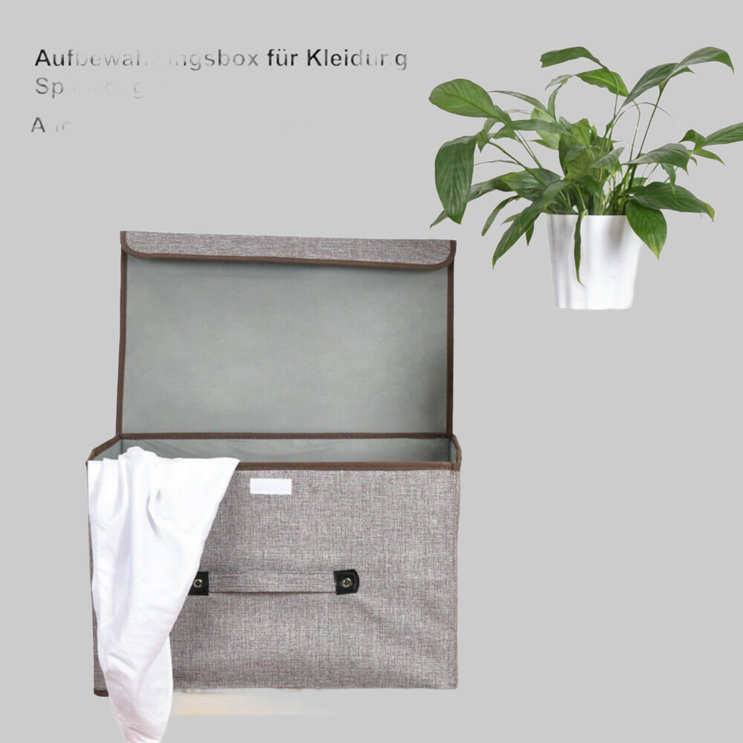 Aufbewahrung U.Uberlux U.Uberlux 3x Aufbewahrungsbox Set mit Deckel – faltbare Baumwoll-Boxen grau (M+L Größen) für Kleidung & Organisation – waschbar, stapelbar