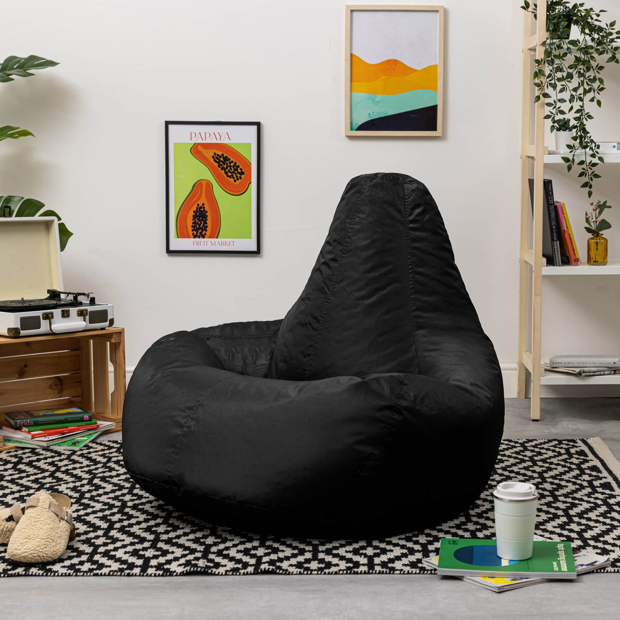 Sessel Veeva Veeva Recliner Gaming Sitzsack - Waterproof German-Made Bean Bag Chair with Ottoman for Adults & Kids schwarz