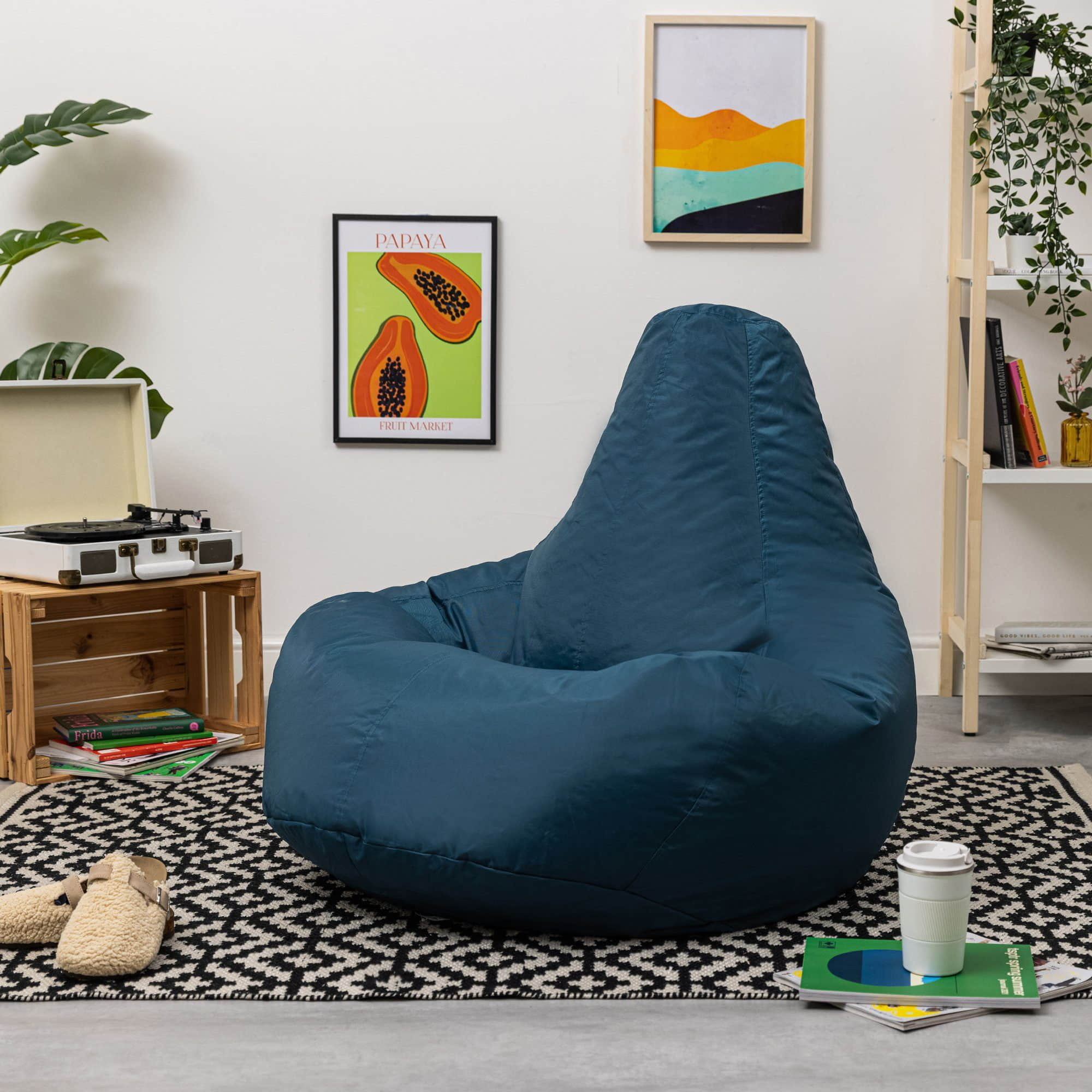Veeva Recliner Gaming Sitzsack - Waterproof German-Made Bean Bag Chair with Ottoman for Adults & Kids blaugrün Veeva Sessel