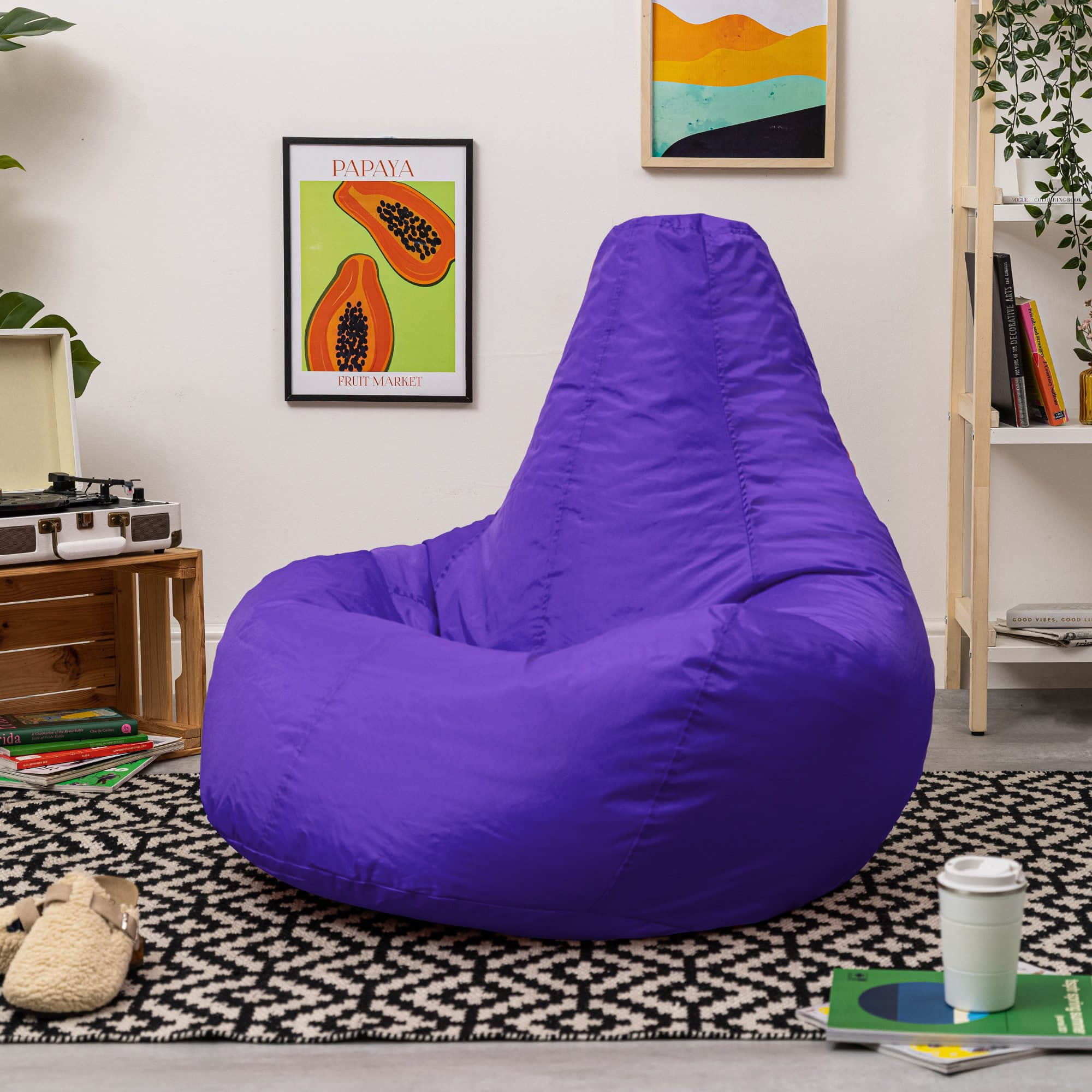 Veeva Recliner Gaming Sitzsack - Waterproof German-Made Bean Bag Chair with Ottoman for Adults & Kids lila Veeva Sessel
