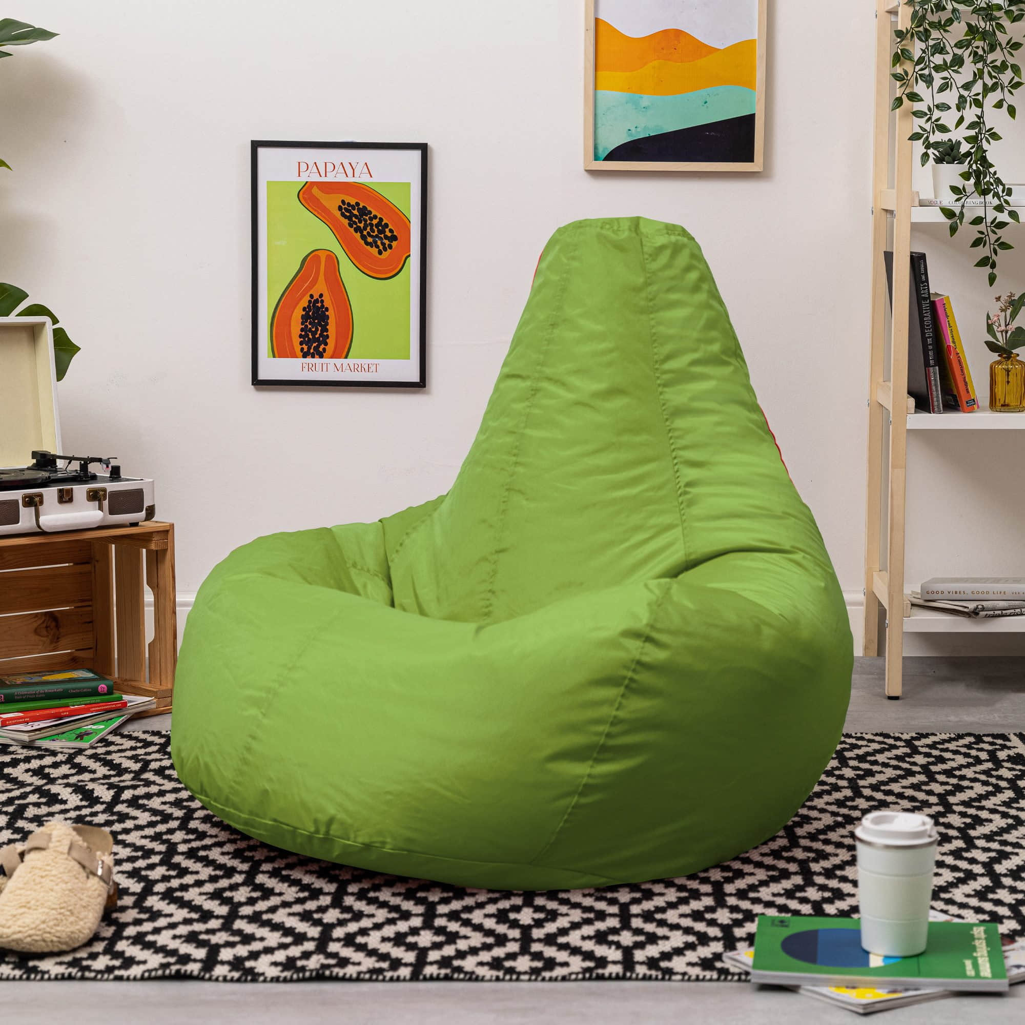 Veeva Recliner Gaming Sitzsack - Waterproof German-Made Bean Bag Chair with Ottoman for Adults & Kids lindgrün Veeva Sessel