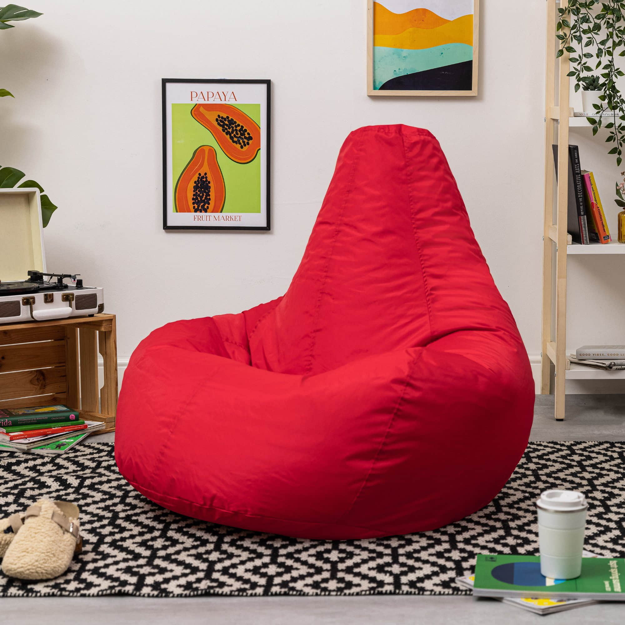 Veeva Sessel Veeva Recliner Gaming Sitzsack - Waterproof German-Made Bean Bag Chair with Ottoman for Adults & Kids rot