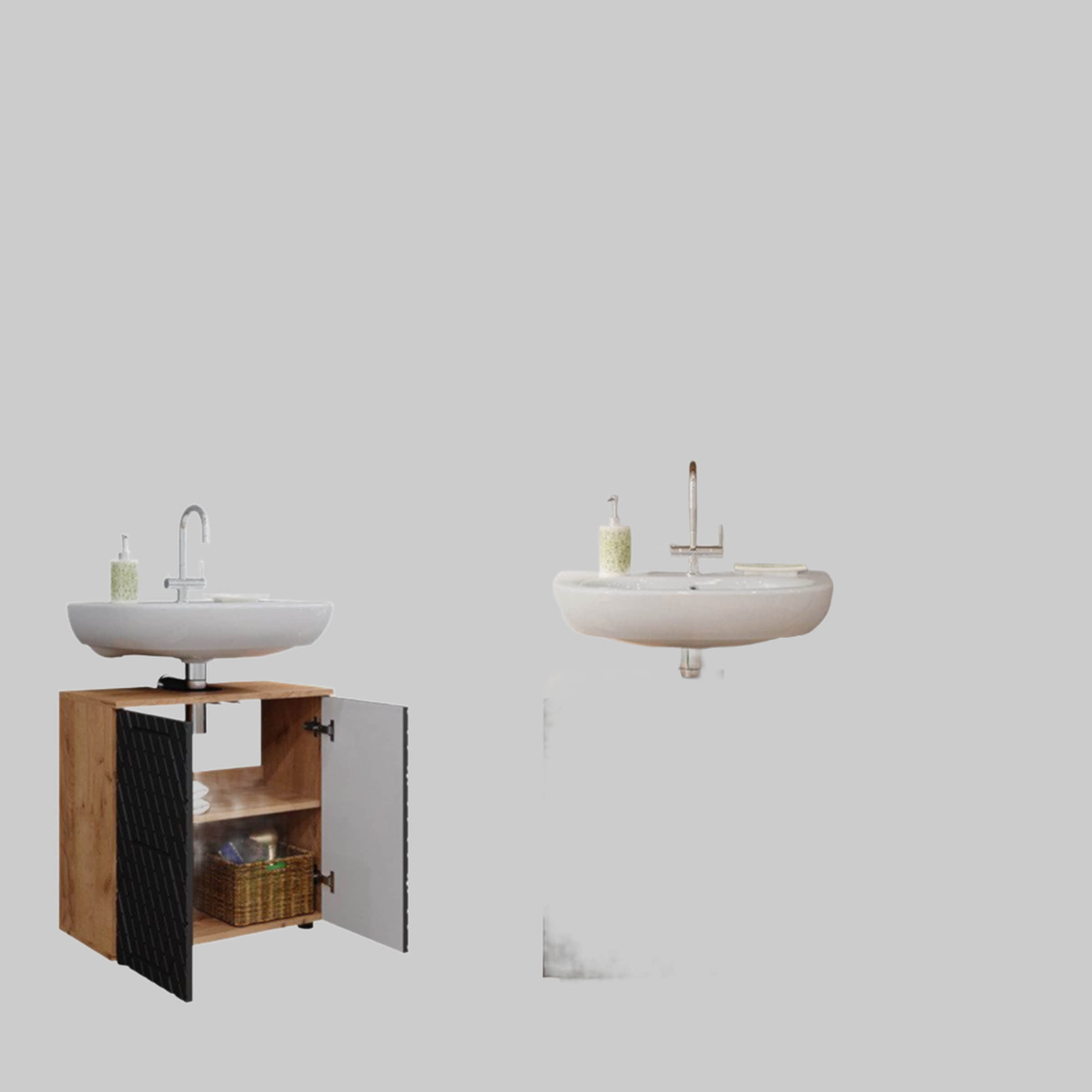 Vicco Vicco Irma Waschbeckenunterschrank Weiß Hochglanz 60x59 cm | Moderner Badezimmerschrank mit Stauraum | Feuchtigkeitsbeständig Anthrazit Schränke
