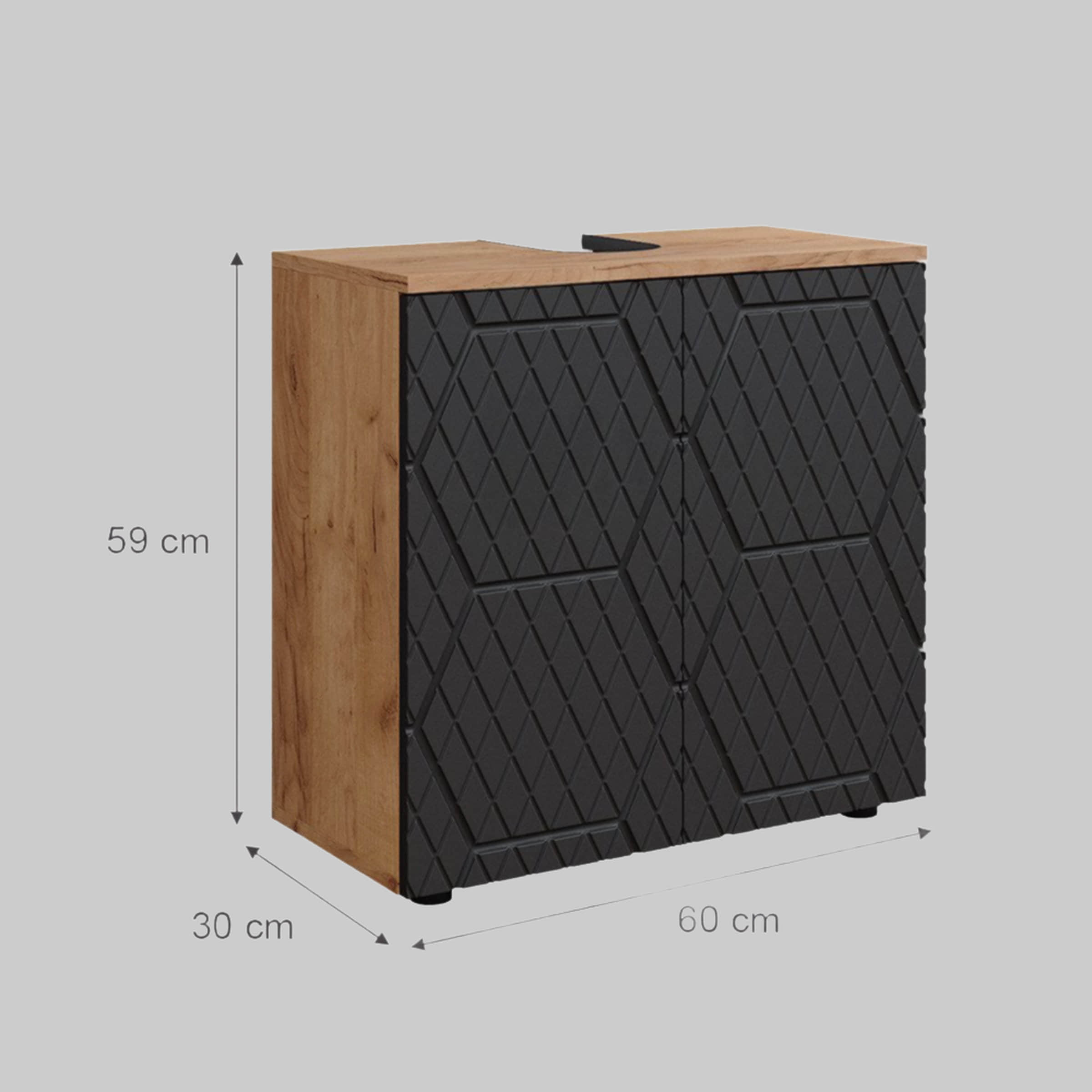Vicco Vicco Irma Waschbeckenunterschrank Weiß Hochglanz 60x59 cm | Moderner Badezimmerschrank mit Stauraum | Feuchtigkeitsbeständig Anthrazit Schränke