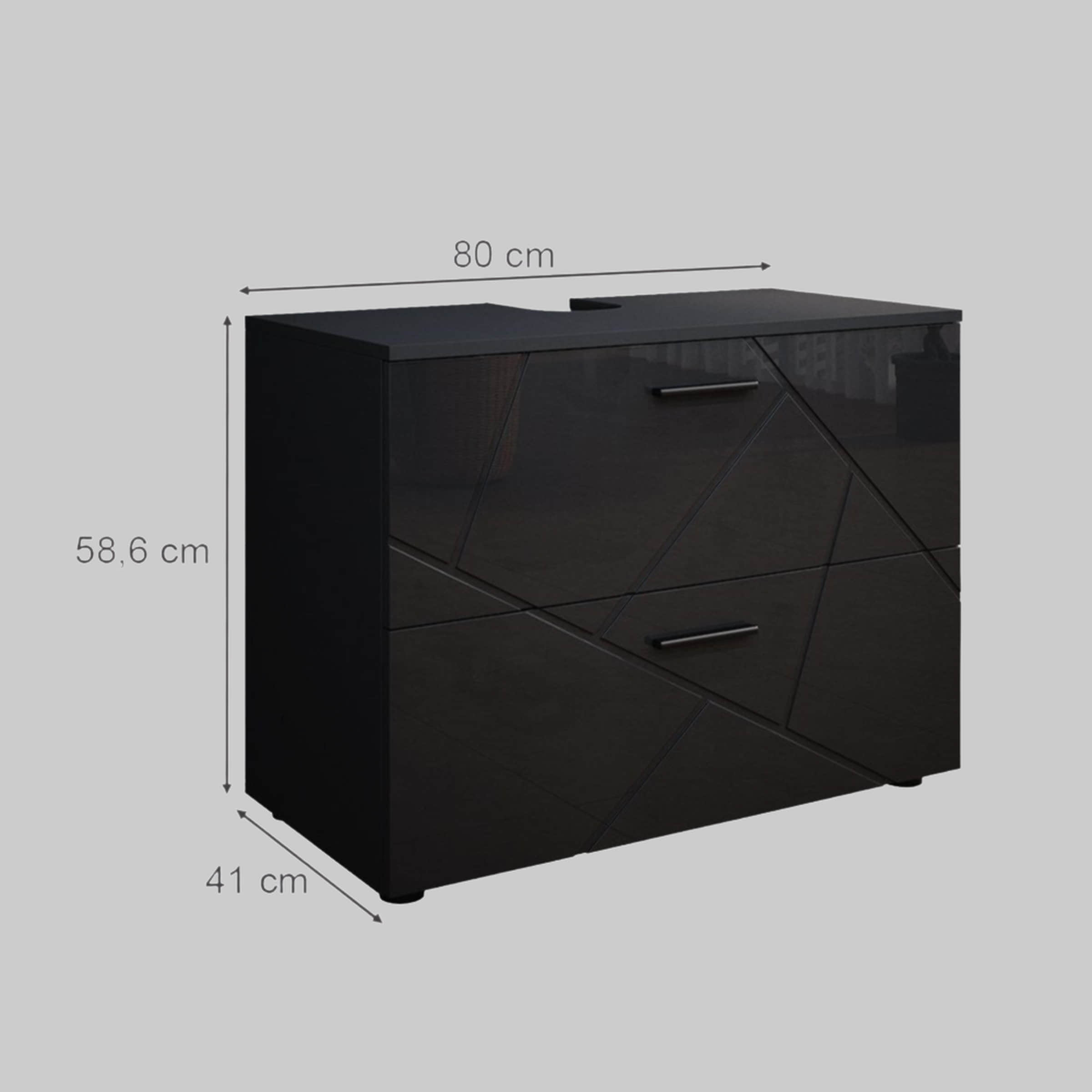 Vicco Irma Waschbeckenunterschrank Weiß Hochglanz 60x59 cm | Moderner Badezimmerschrank mit Stauraum | Feuchtigkeitsbeständig Anthrazit Vicco Schränke