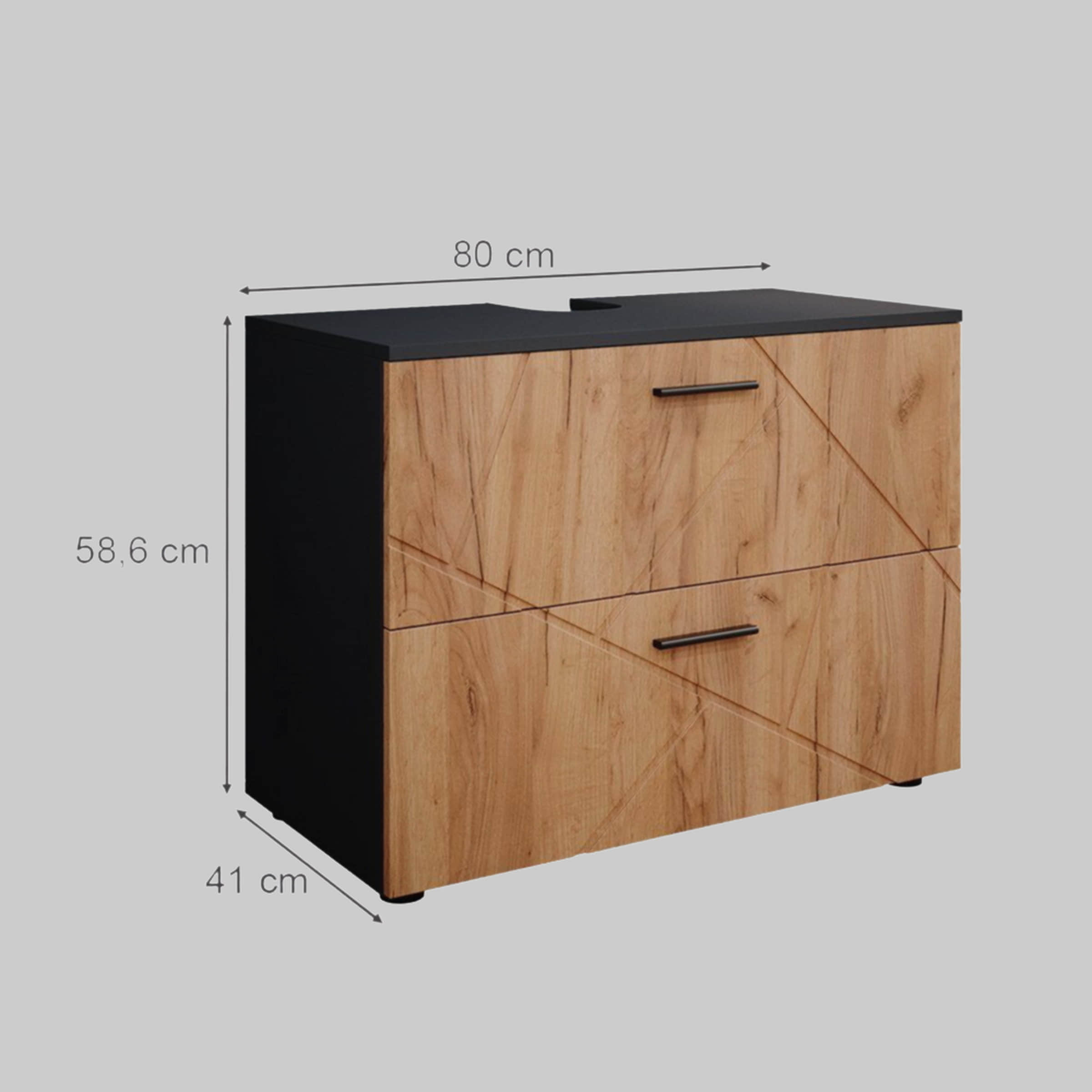 Schränke Vicco Vicco Irma Waschbeckenunterschrank Weiß Hochglanz 60x59 cm | Moderner Badezimmerschrank mit Stauraum | Feuchtigkeitsbeständig Goldkraft