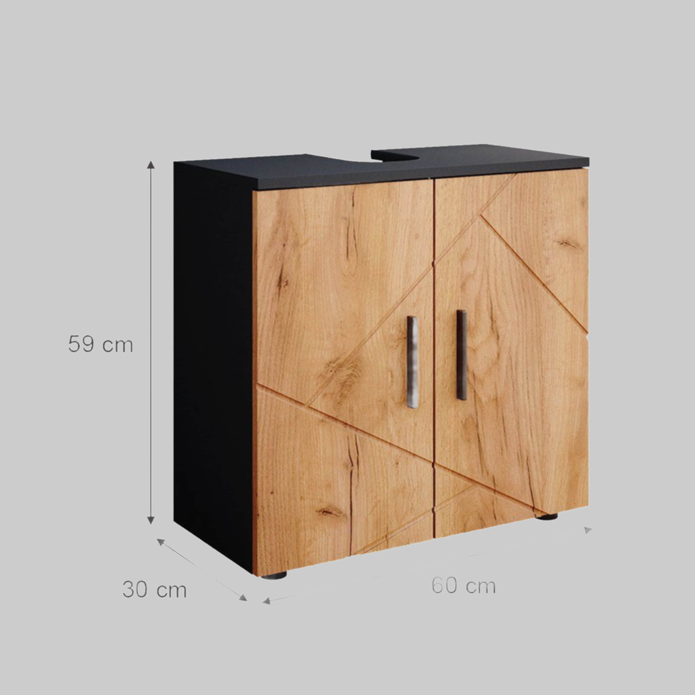 Vicco Vicco Irma Waschbeckenunterschrank Weiß Hochglanz 60x59 cm | Moderner Badezimmerschrank mit Stauraum | Feuchtigkeitsbeständig Goldkraft Schränke