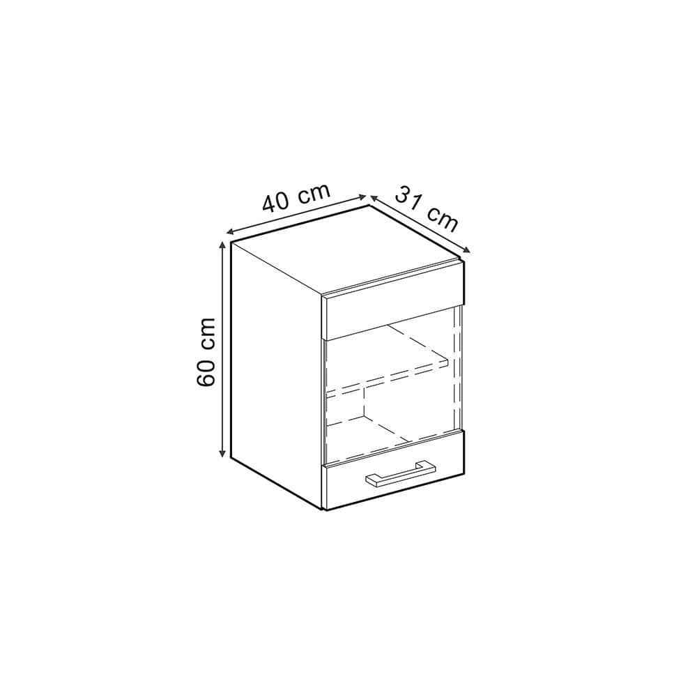 Vicco Vicco R-Line Glashängeschrank Edelgrau/Anthrazit 40 cm | Hängeglasschrank mit 2 Türen | Küchenschrank mit Einlegeboden Schwarz Be Schränke