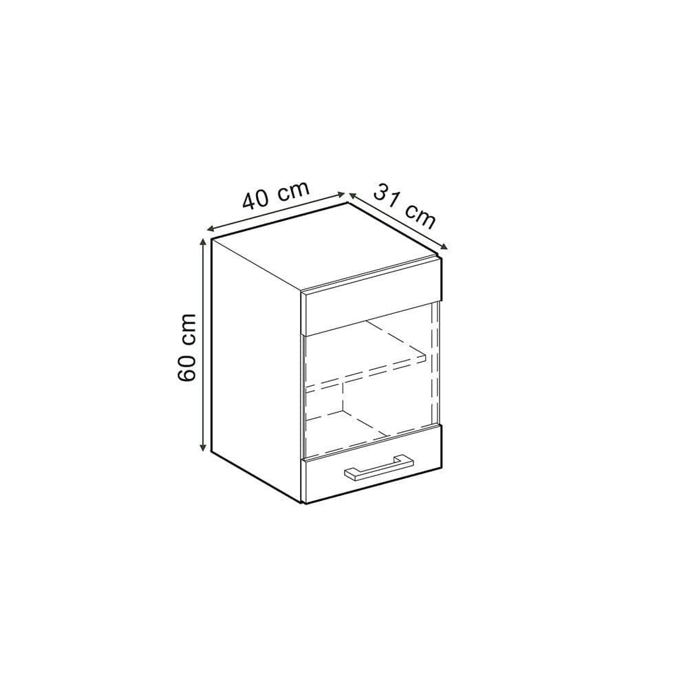 Vicco Vicco R-Line Glashängeschrank Edelgrau/Anthrazit 40 cm | Hängeglasschrank mit 2 Türen | Küchenschrank mit Einlegeboden Schwarz Ho Schränke