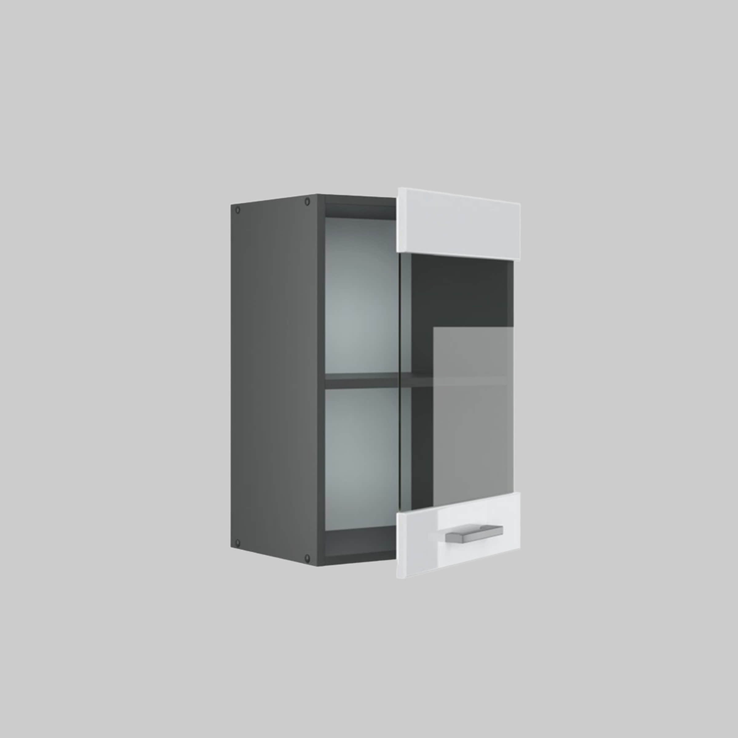 Vicco R-Line Glashängeschrank Edelgrau/Anthrazit 40 cm | Hängeglasschrank mit 2 Türen | Küchenschrank mit Einlegeboden Weiß Hochg Schränke Vicco