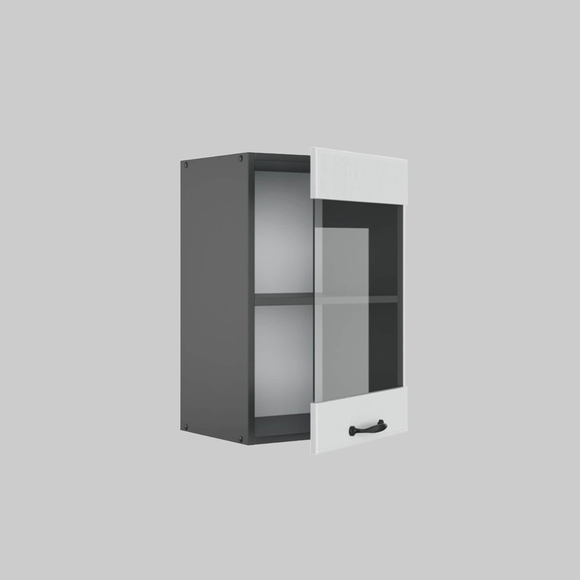 Vicco R-Line Glashängeschrank Edelgrau/Anthrazit 40 cm | Hängeglasschrank mit 2 Türen | Küchenschrank mit Einlegeboden Weiß Landh Vicco Schränke