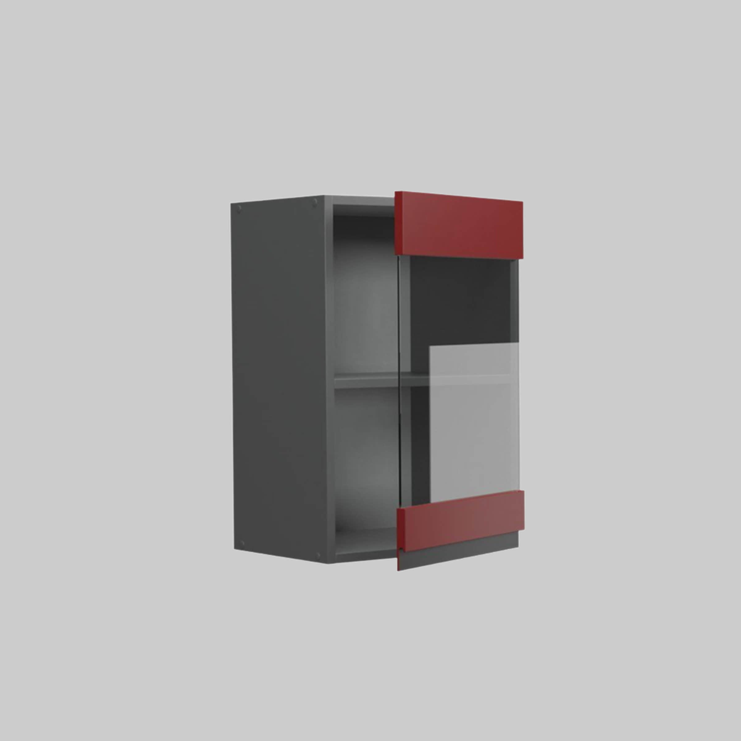 Vicco Vicco R-Line Glashängeschrank Edelgrau/Anthrazit 40 cm | Hängeglasschrank mit 2 Türen | Küchenschrank mit Einlegeboden Rot Schränke