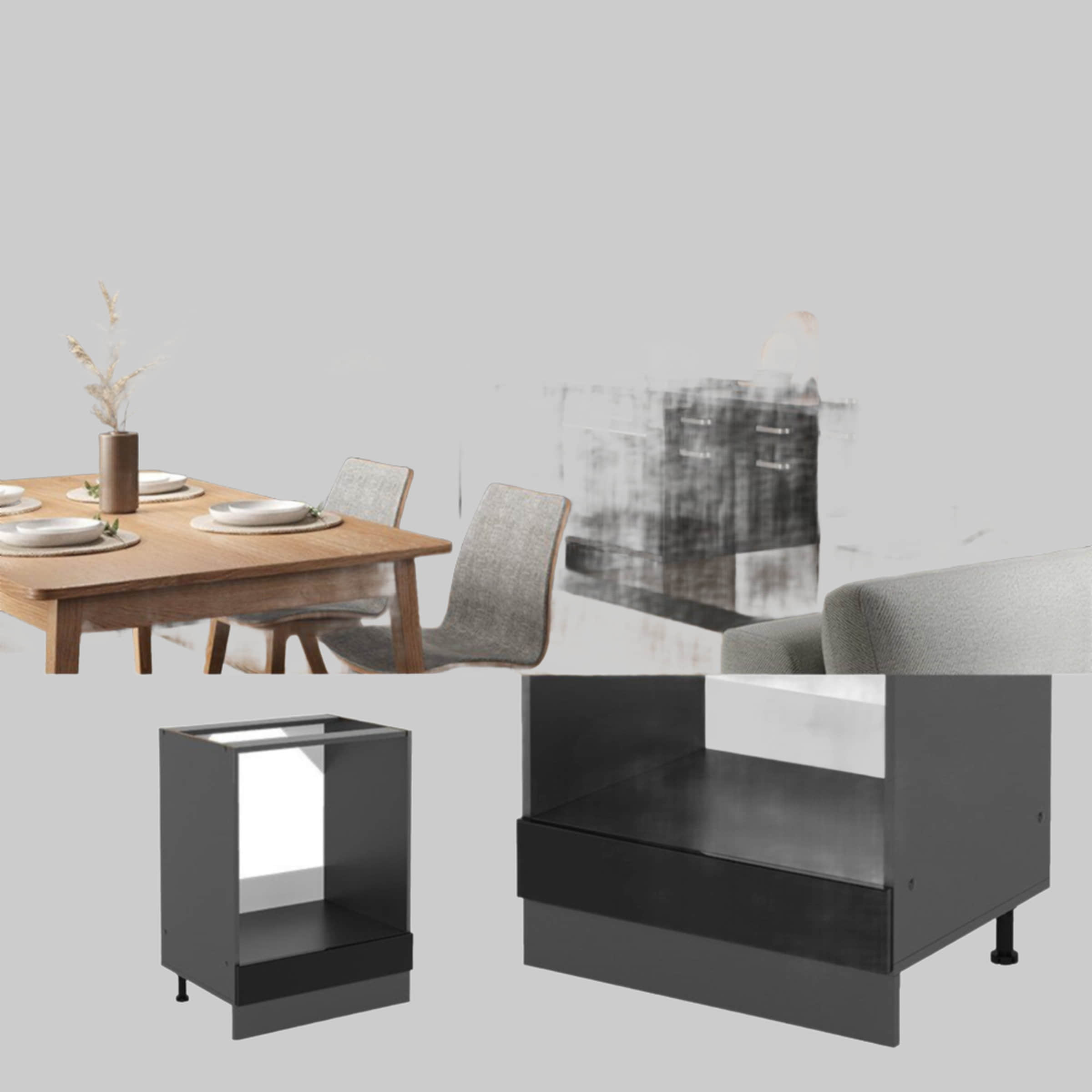 Vicco Vicco R-Line Herdumbauschrank 60 cm - Hochwertiger Ofenschrank in Artisan-Eiche | Modularer Küchenumbauschrank mit höhenverstellbaren Füßen | Made in Germany Schwarz Ho Schränke
