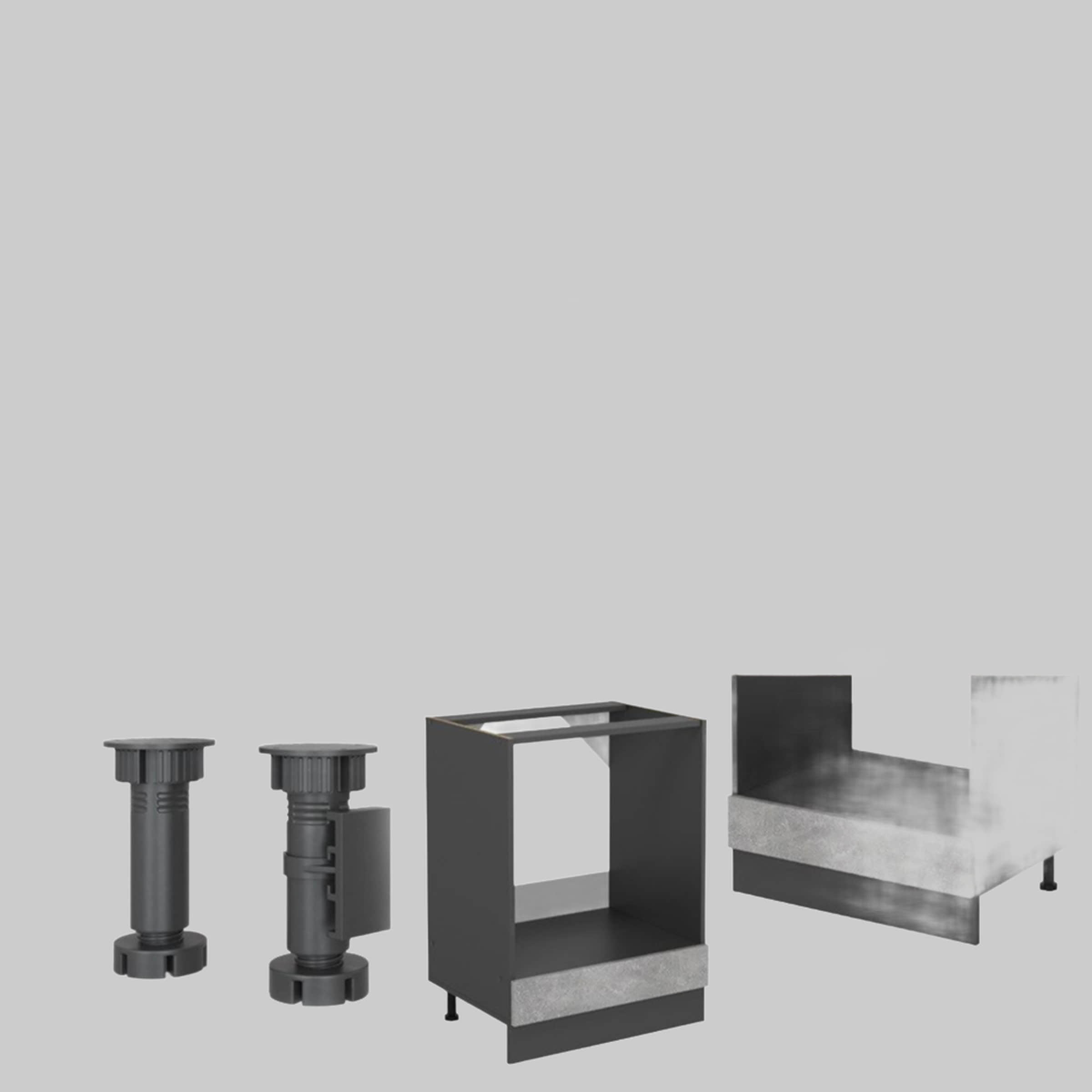 Vicco Vicco R-Line Herdumbauschrank 60 cm - Hochwertiger Ofenschrank in Artisan-Eiche | Modularer Küchenumbauschrank mit höhenverstellbaren Füßen | Made in Germany Beton Schränke