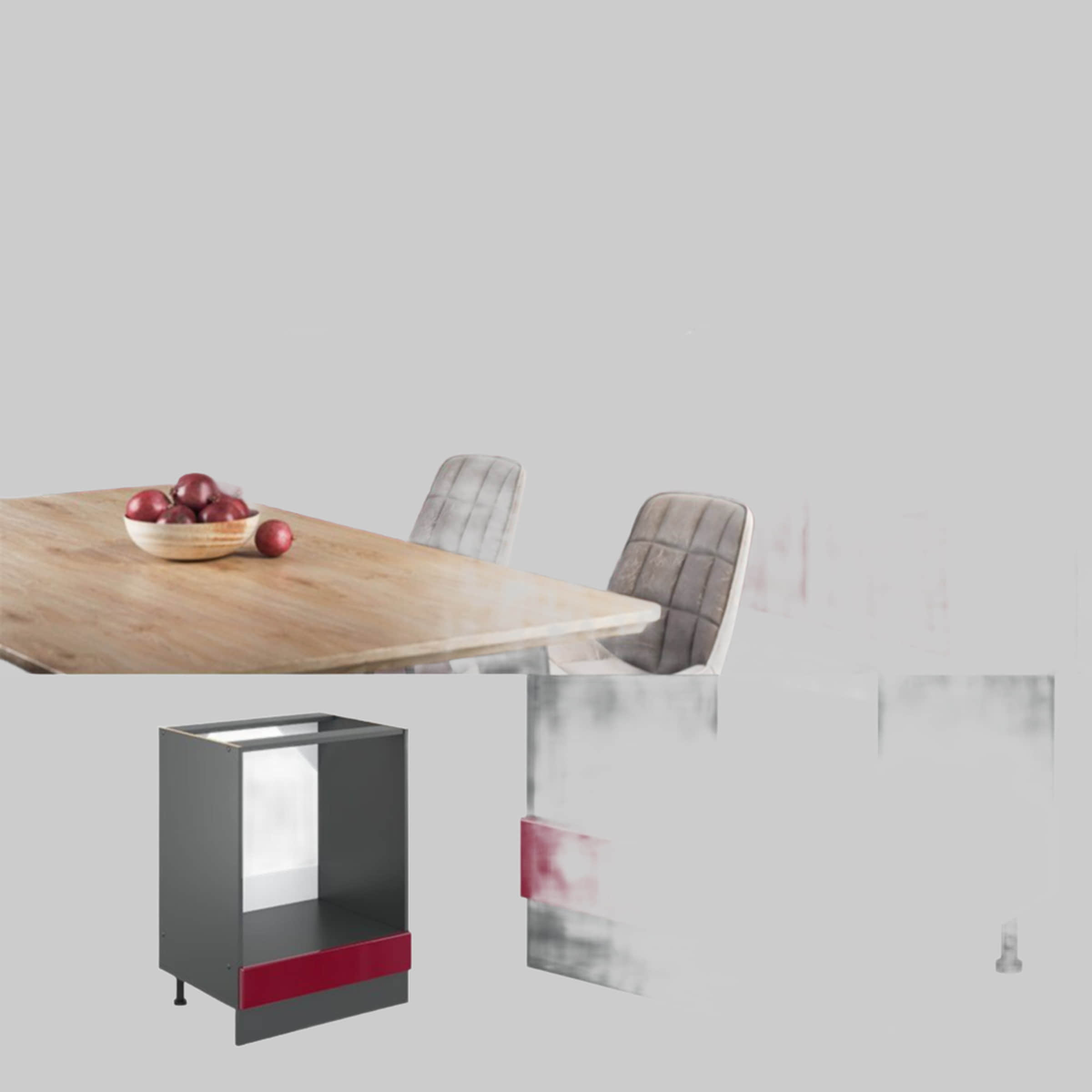 Vicco R-Line Herdumbauschrank 60 cm - Hochwertiger Ofenschrank in Artisan-Eiche | Modularer Küchenumbauschrank mit höhenverstellbaren Füßen | Made in Germany Bordeaux H Vicco Schränke