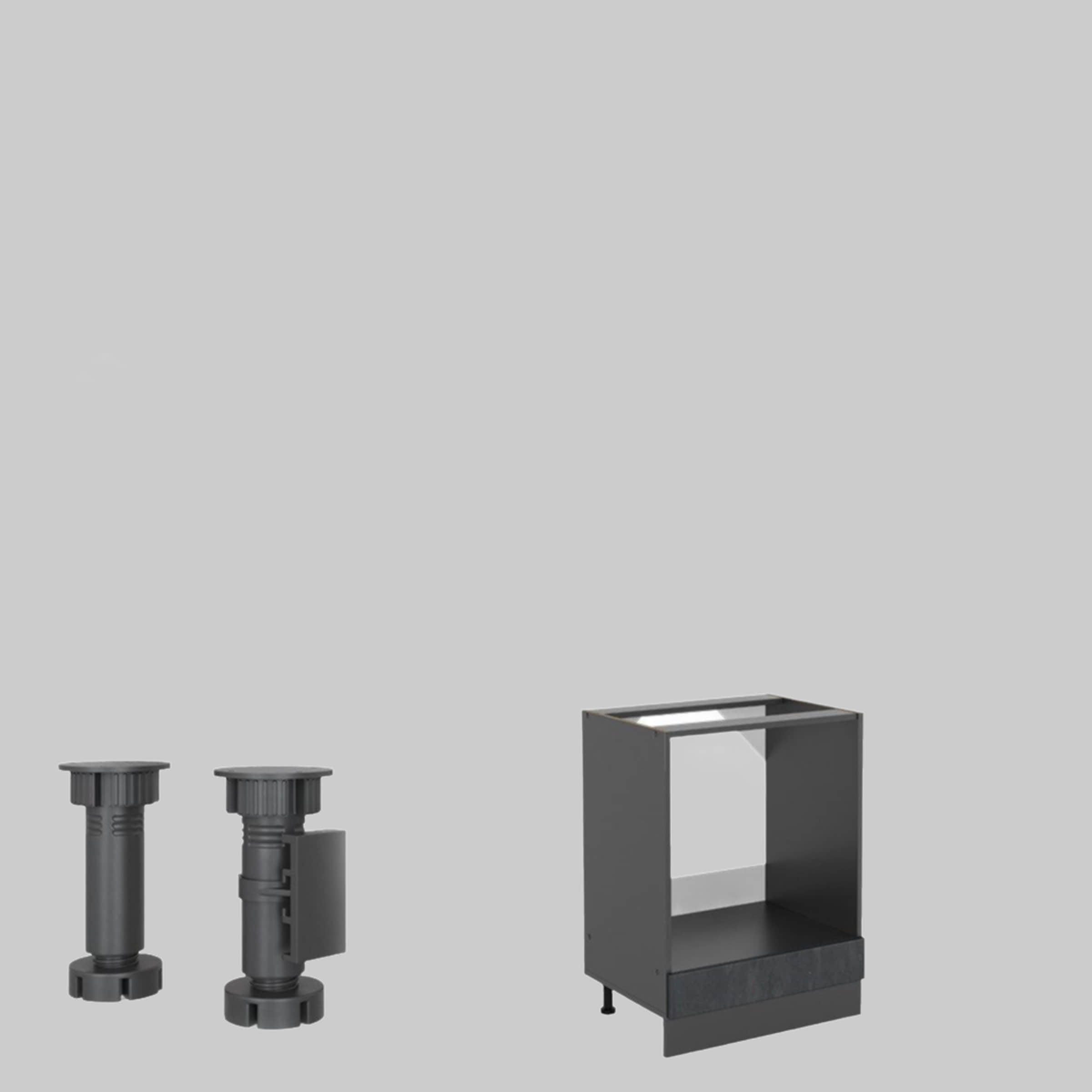 Vicco R-Line Herdumbauschrank 60 cm - Hochwertiger Ofenschrank in Artisan-Eiche | Modularer Küchenumbauschrank mit höhenverstellbaren Füßen | Made in Germany Schwarz Be Schränke Vicco