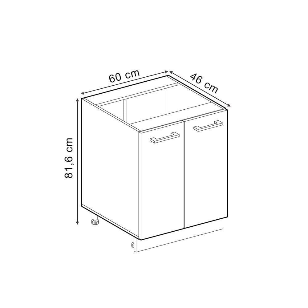 Vicco Schränke Vicco R-Line Unterschrank Anthrazit 60 cm ohne Arbeitsplatte | Modulares Küchensystem | Höhenverstellbar | Langlebiges Küchenmöbel Schwarz Be