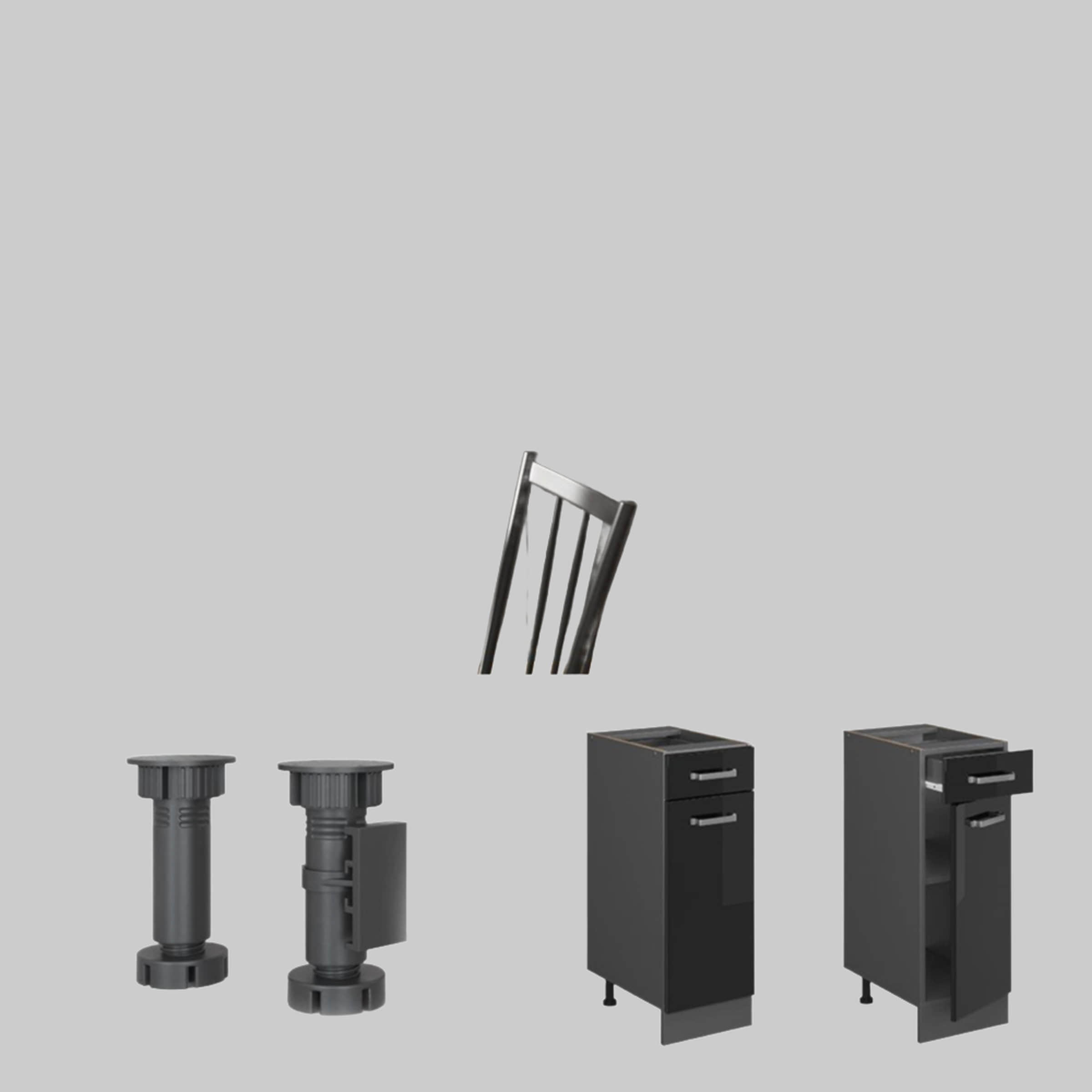 Vicco Vicco R-Line Unterschrank Anthrazit 60 cm ohne Arbeitsplatte | Modulares Küchensystem | Höhenverstellbar | Langlebiges Küchenmöbel Schwarz Ho Schränke