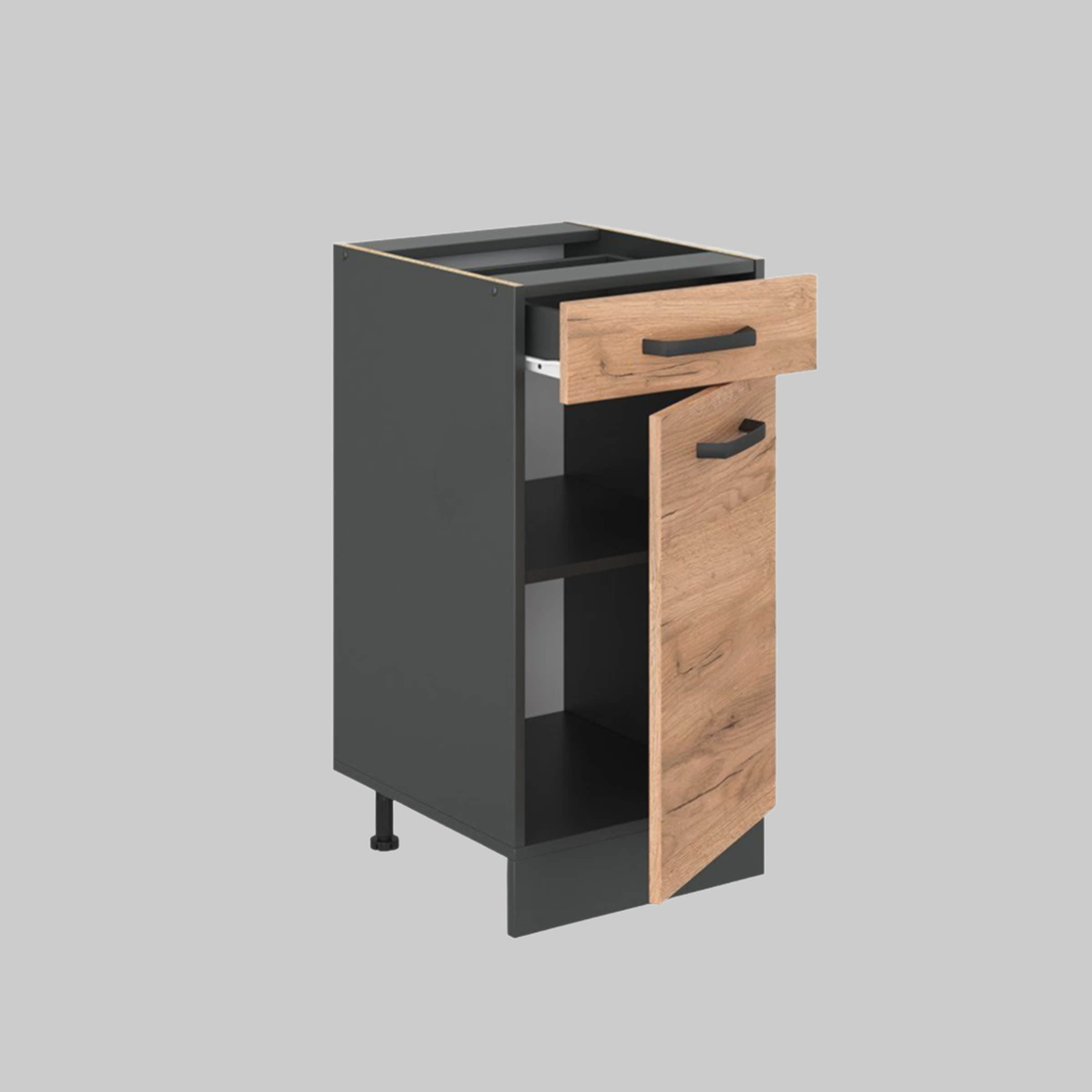Vicco R-Line Unterschrank Anthrazit 60 cm ohne Arbeitsplatte | Modulares Küchensystem | Höhenverstellbar | Langlebiges Küchenmöbel Goldkraft Schränke Vicco