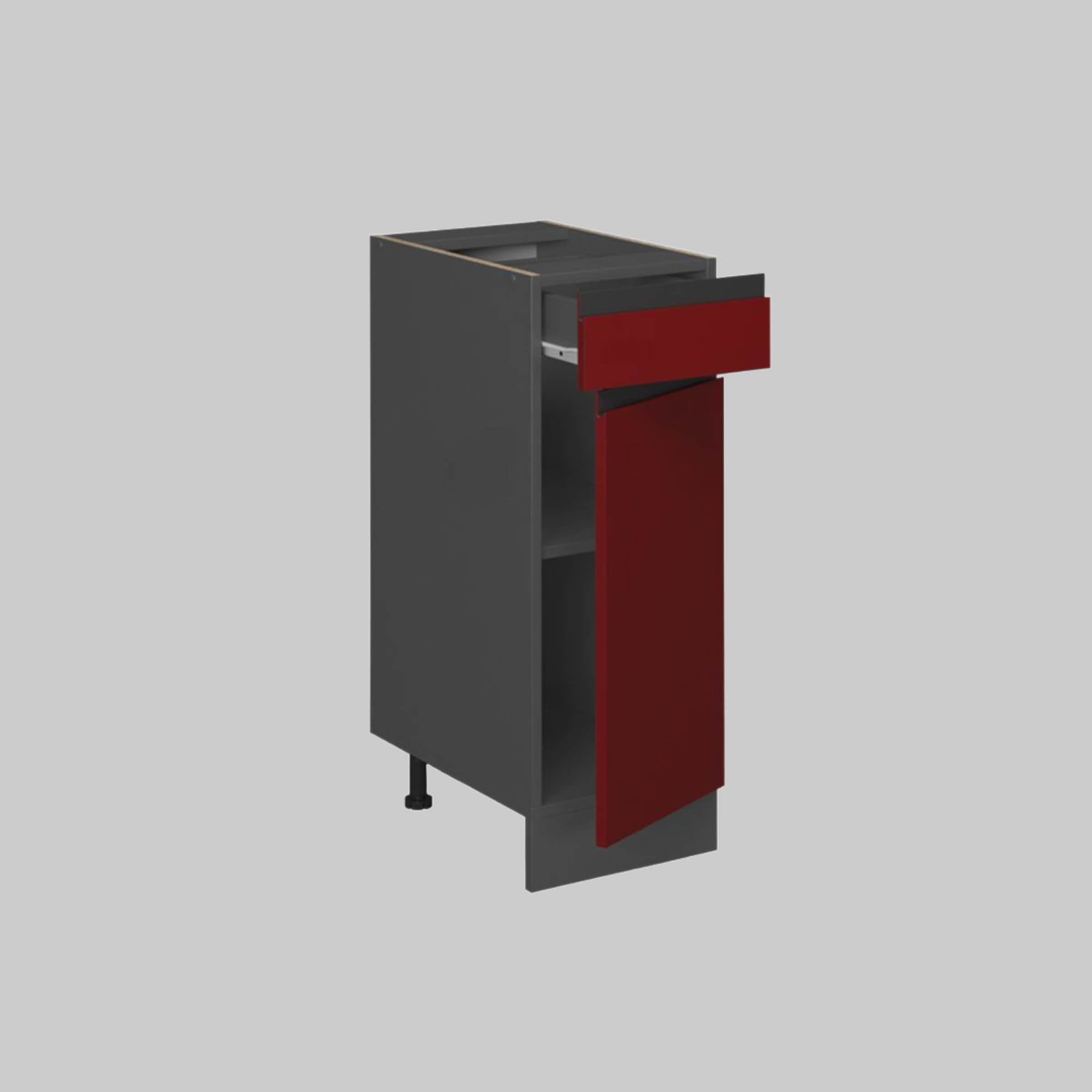 Schränke Vicco Vicco R-Line Unterschrank Anthrazit 60 cm ohne Arbeitsplatte | Modulares Küchensystem | Höhenverstellbar | Langlebiges Küchenmöbel Rot