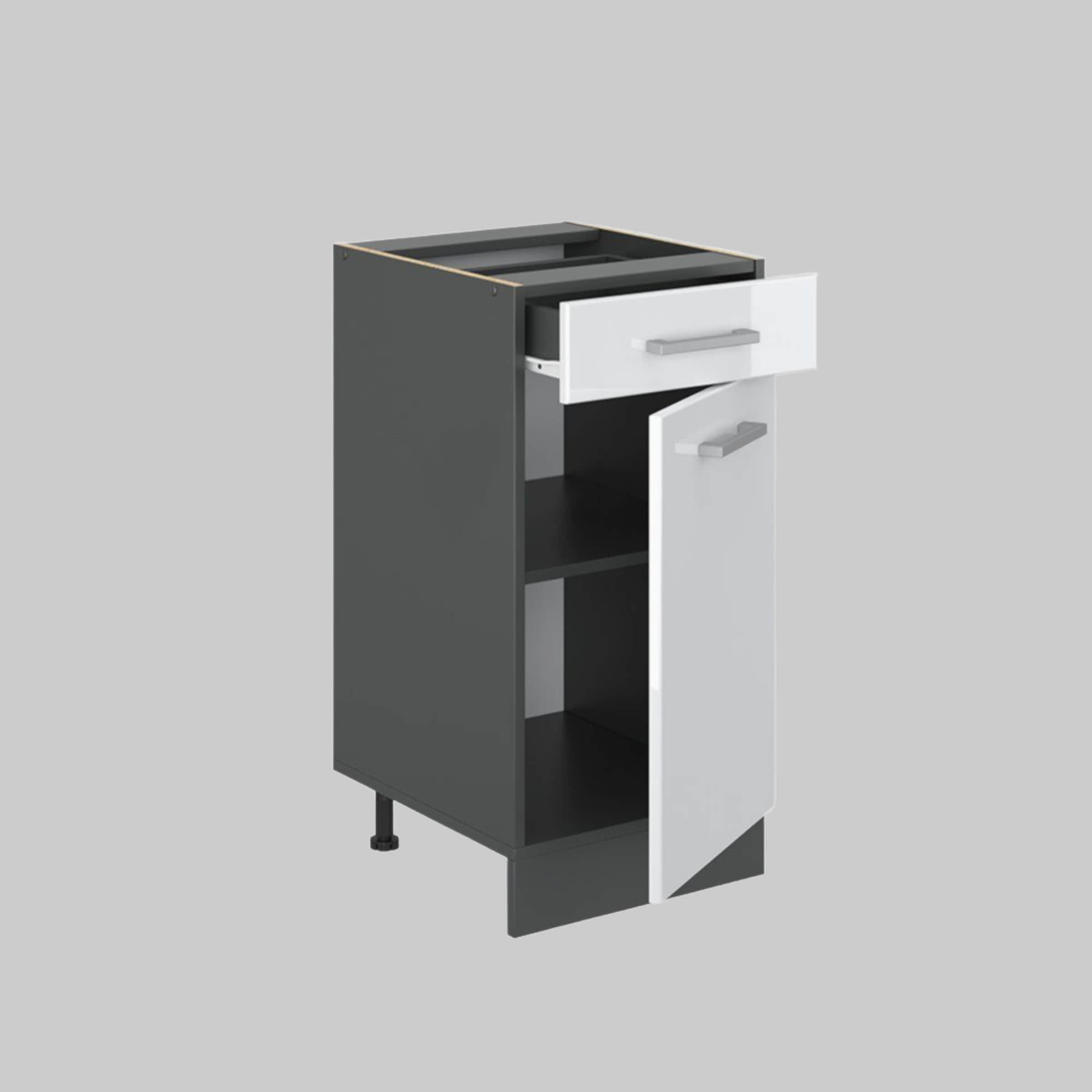 Schränke Vicco Vicco R-Line Unterschrank Anthrazit 60 cm ohne Arbeitsplatte | Modulares Küchensystem | Höhenverstellbar | Langlebiges Küchenmöbel Weiß Hochg