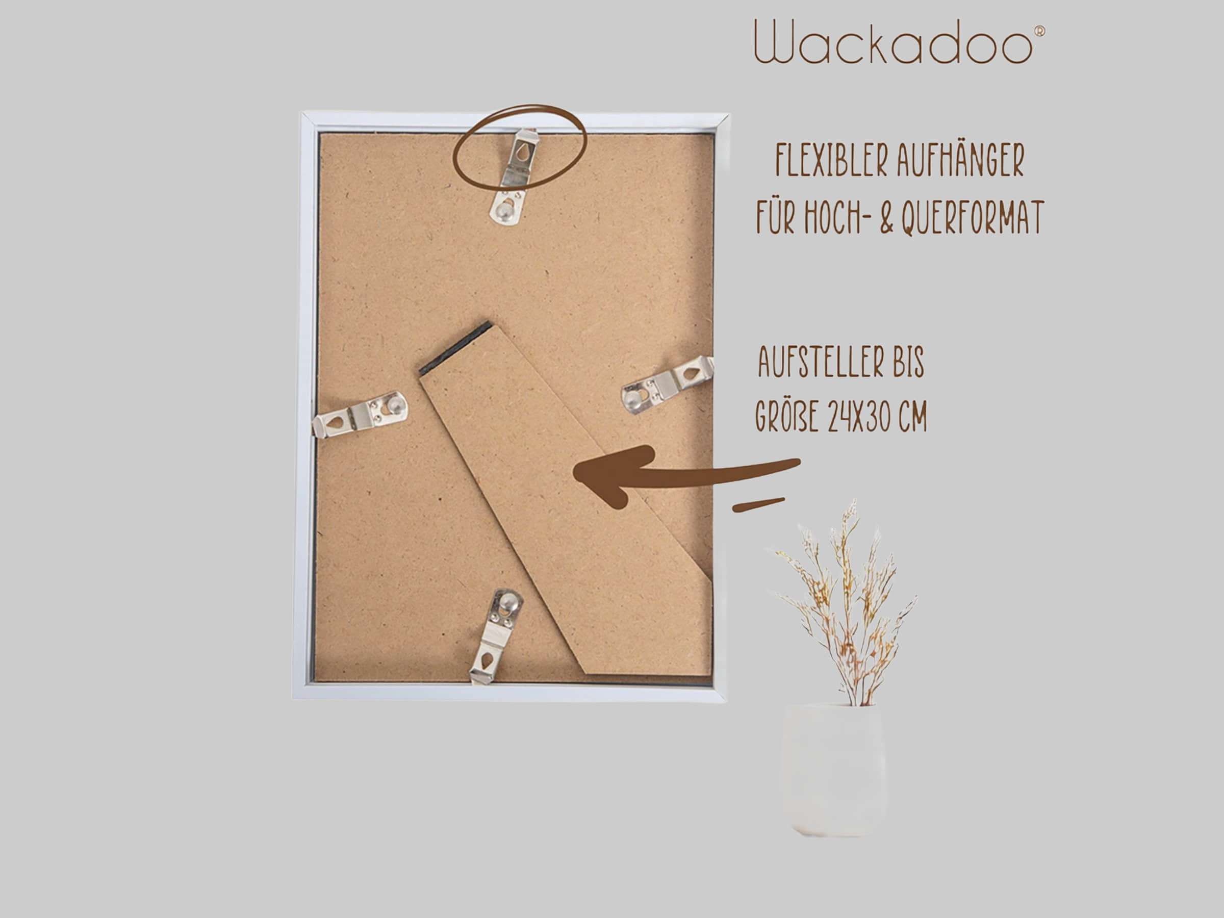 Dekoration Wackadoo Living Wackadoo Living Premium Bilderrahmen Weiß 10x15 cm | Moderner Einzelrahmen mit Glasscheibe | Portrait Fotorahmen für Poster & Fotowände | Hochglanz Holzleiste