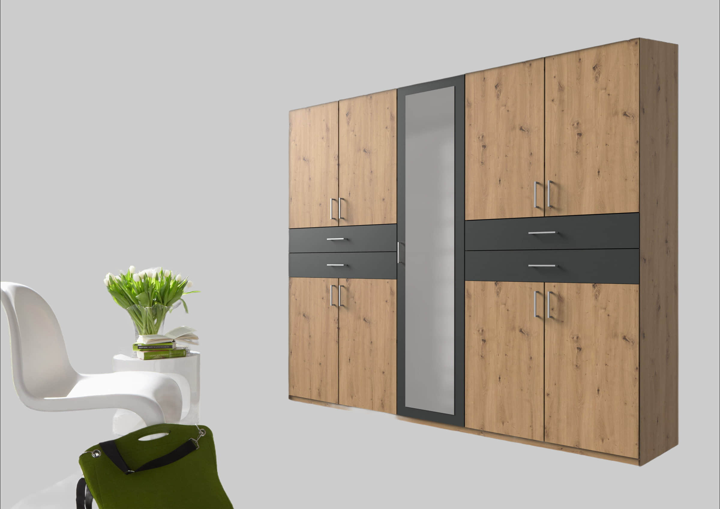 Wimex Drehtürenschrank Taiga | Moderner Kleiderschrank mit Spiegel & Schubladen | 3 Innenausstattungsvarianten | 225/270cm Breite | Made in Germany artisaneic Wimex Schränke